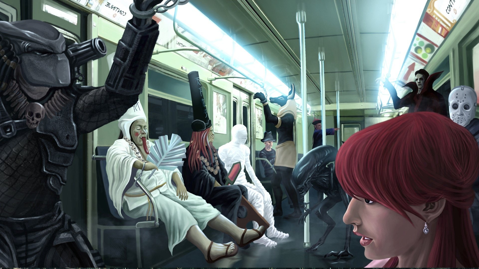 动漫,卡通,插画,手绘,地铁,儿童桌面专用