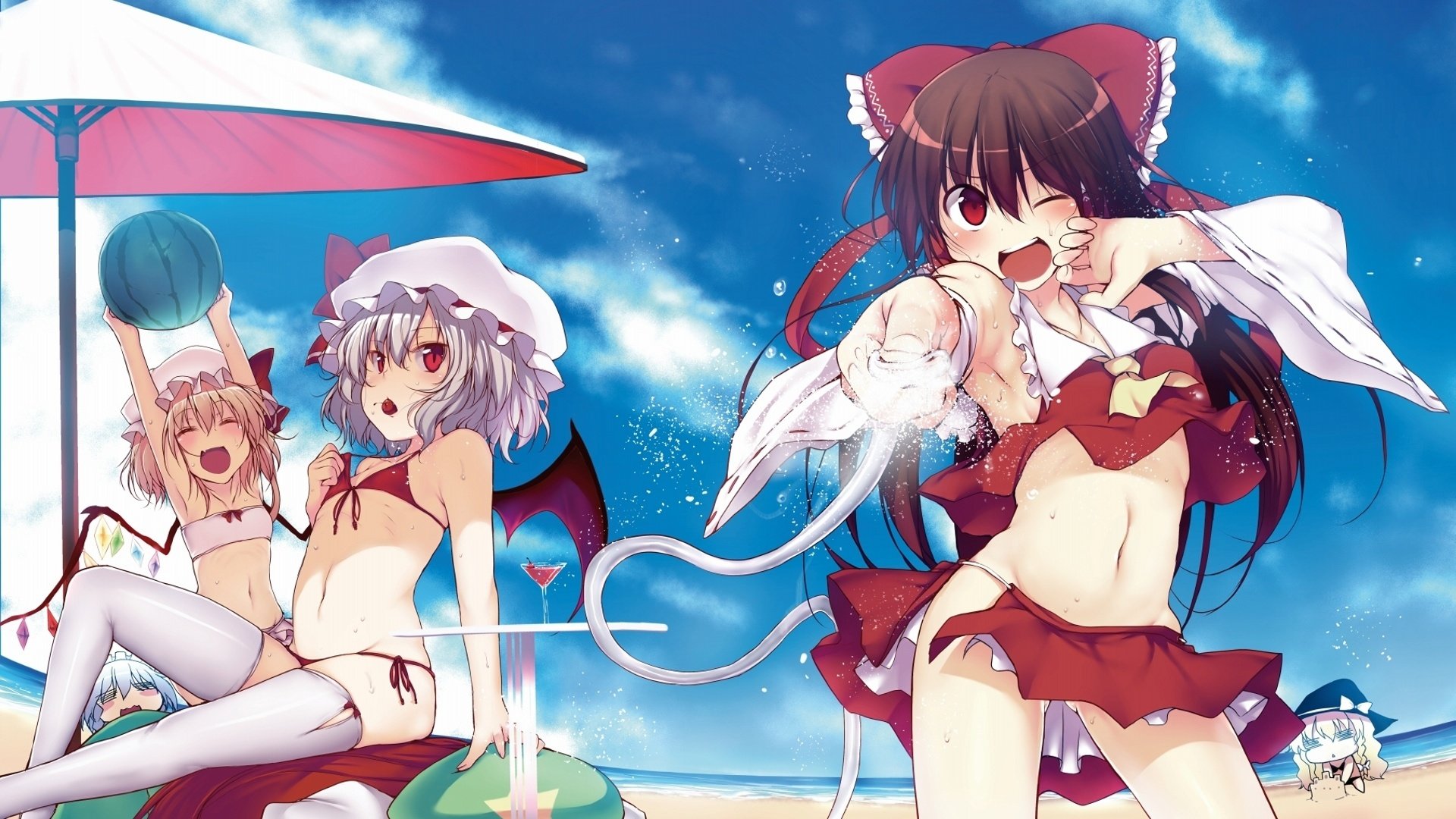 动漫,动漫少女,比基尼,插画