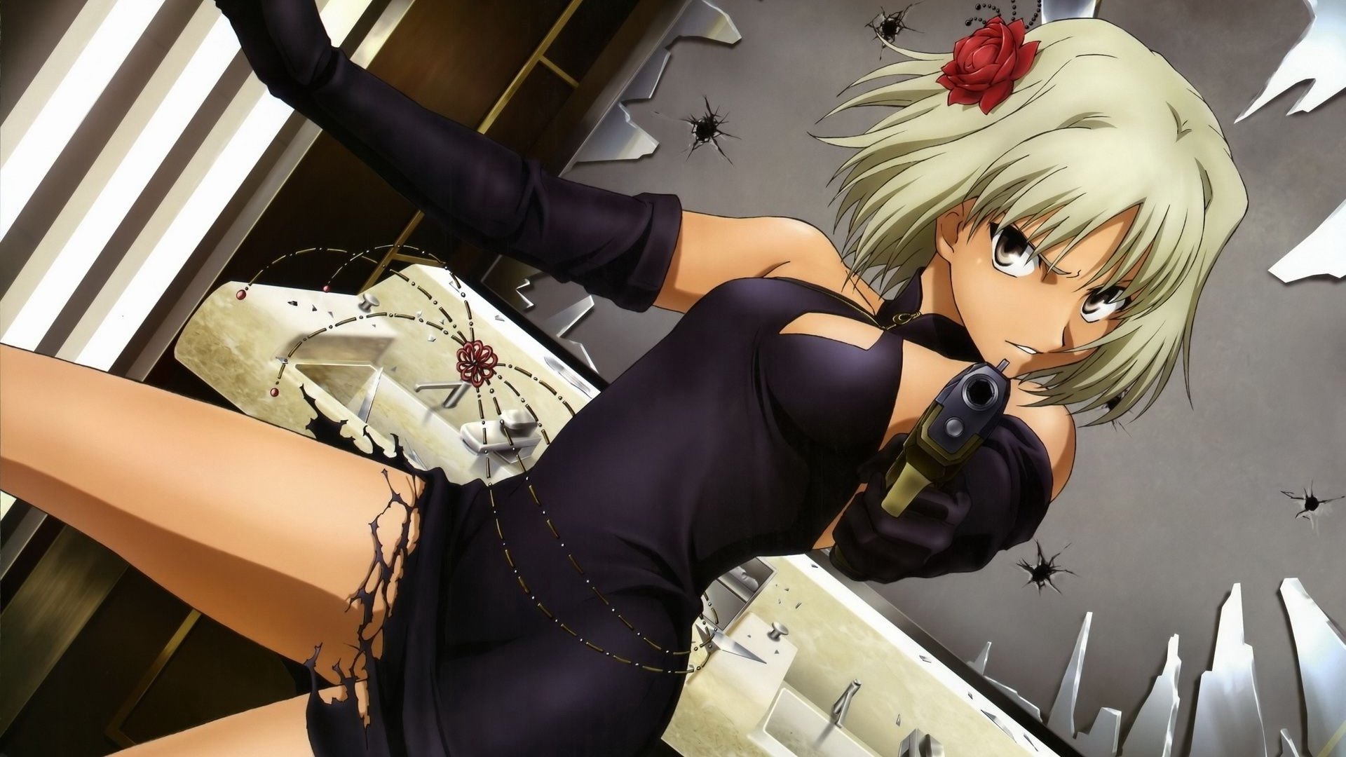 动漫,动漫少女,插画,机关枪少女