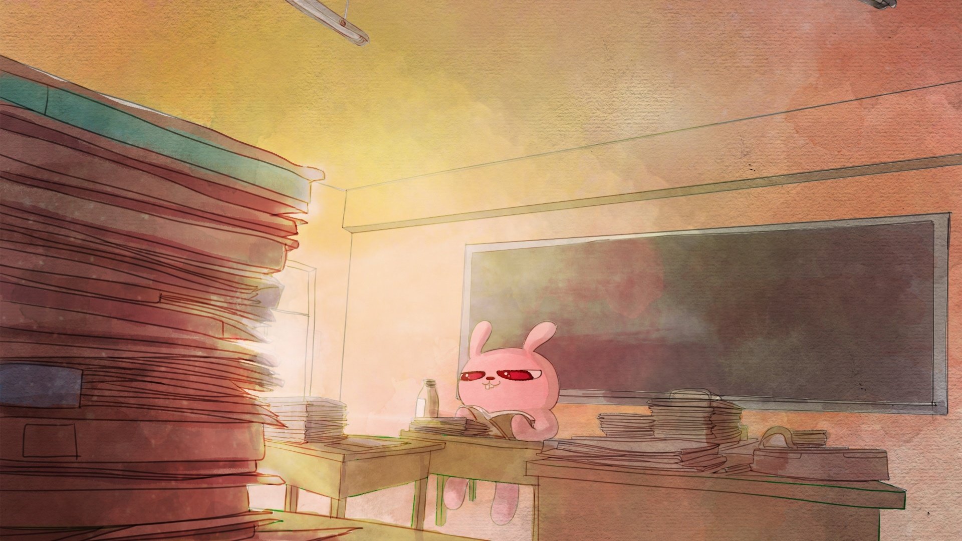 动漫,卡通,兔子,冷兔,插画,可爱,学校,儿童桌面专用