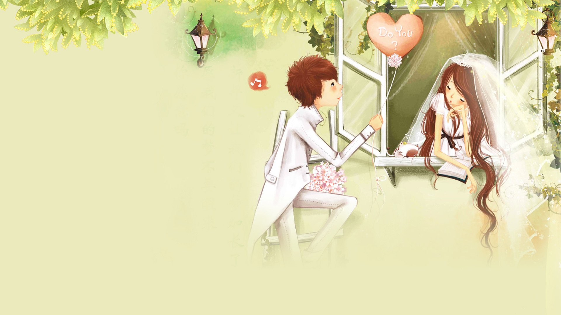 爱情美图,浪漫手绘,情侣,情人,恩爱,甜蜜,求婚