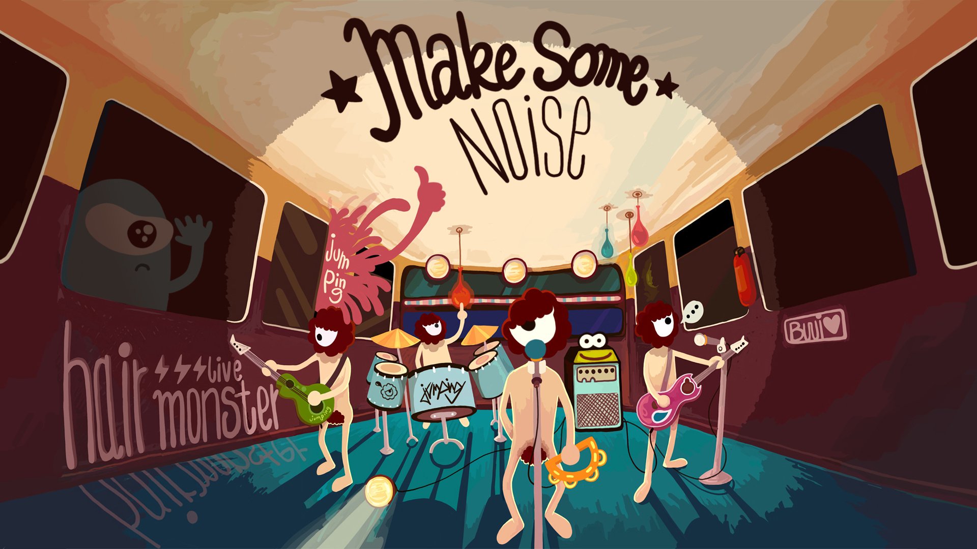 动漫,卡通,插画,手绘,林P酱的异想世界,噪音,make,some,noise,儿童桌面专用