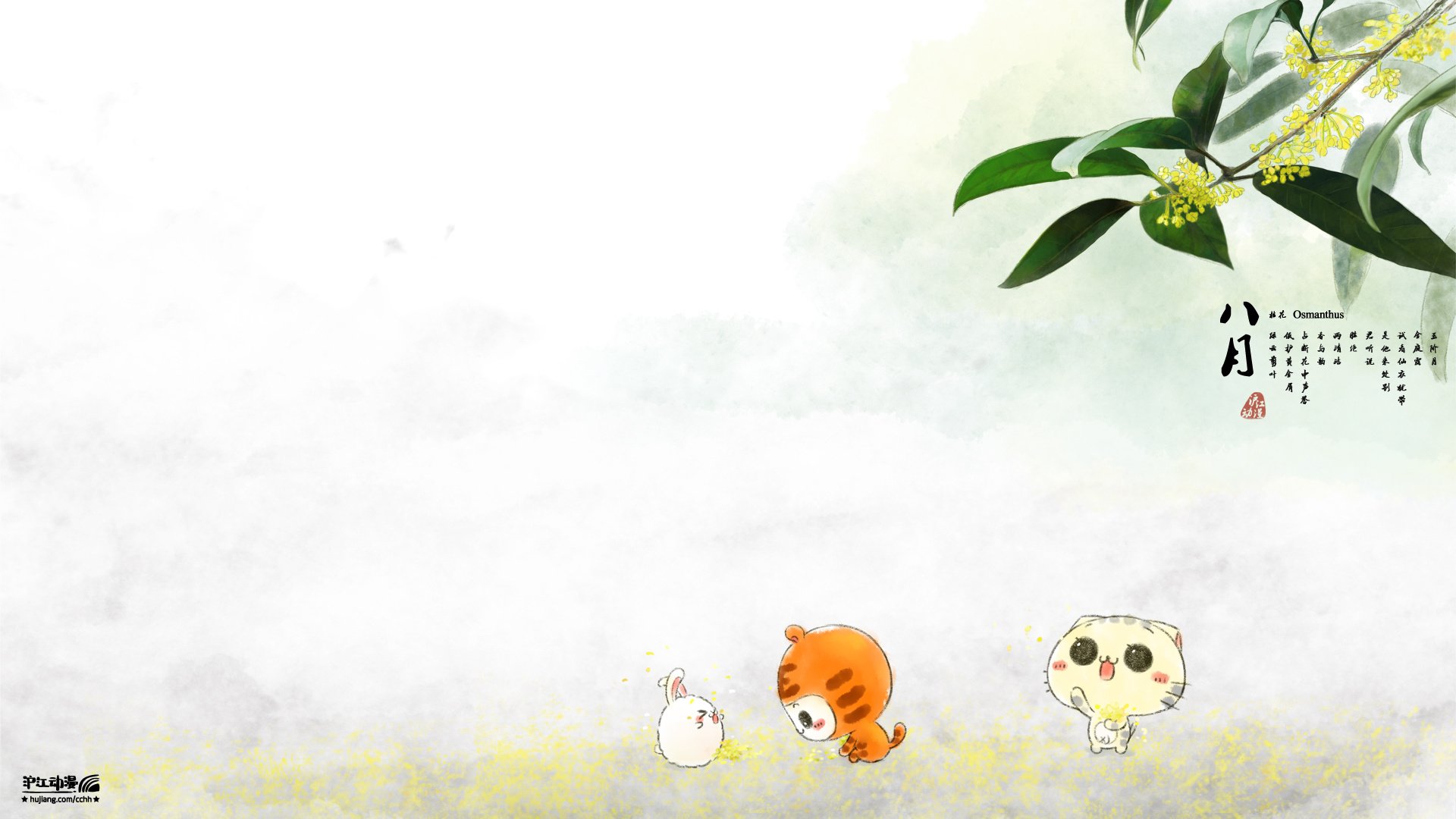 动漫,CC猫,原创,节气,CC猫八月桂花,儿童桌面专用