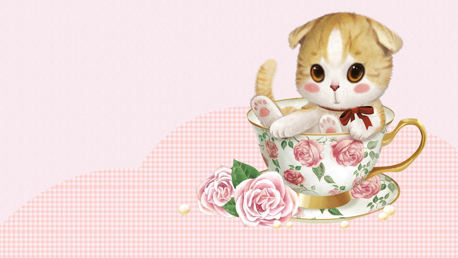 爱情美图,浪漫手绘,萌猫玫瑰