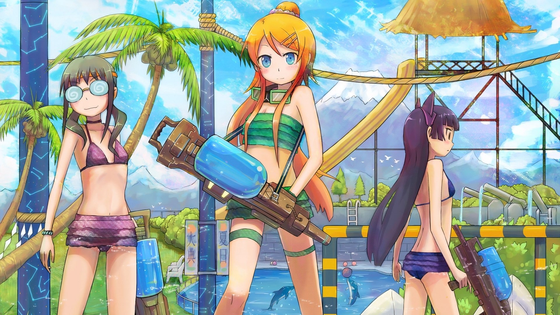 动漫,动漫少女,插画,可爱,比基尼,我的妹妹不可能那么可爱,儿童桌面专用