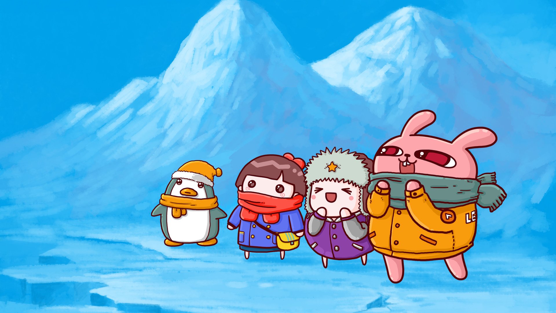 动漫,卡通,兔子,冷兔,插画,可爱,雪山,儿童桌面专用