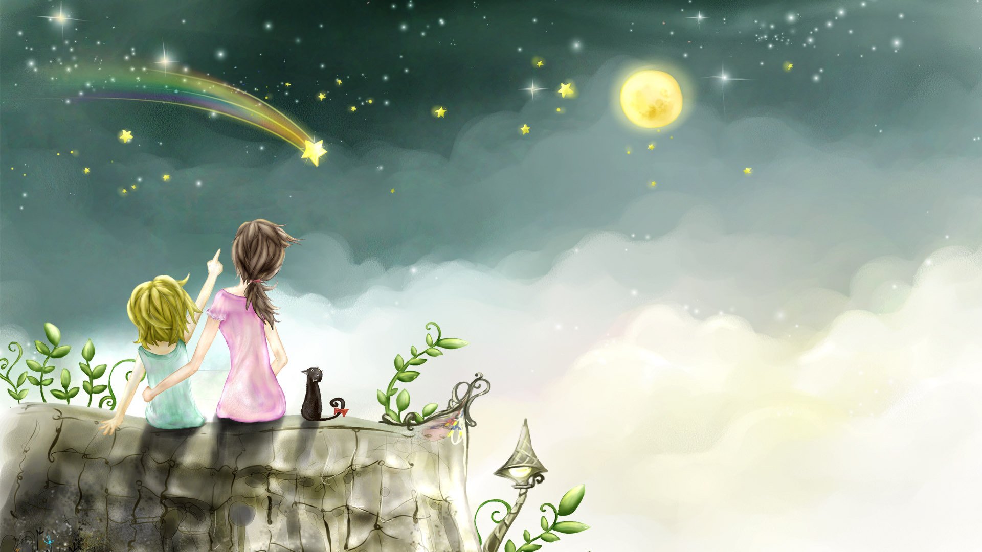 小清新,温馨一刻,手绘,2月17日,儿童桌面专用