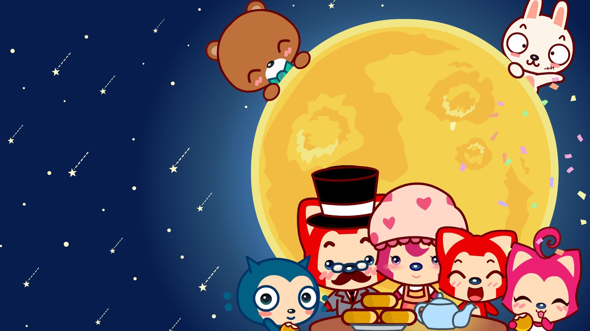 动漫,阿狸,ali,卡通,可爱,插画,手绘,阿狸一家,团圆,儿童桌面专用