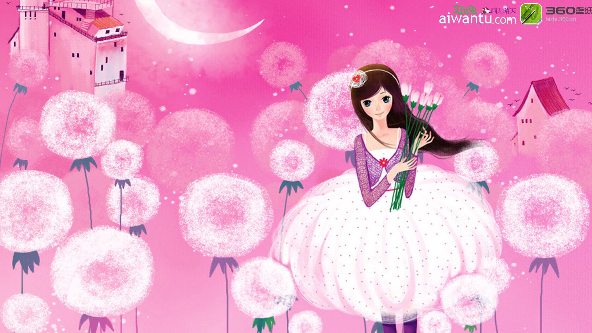 动漫,卡通,插画,手绘,可爱,画儿晴天,月牙,儿童桌面专用