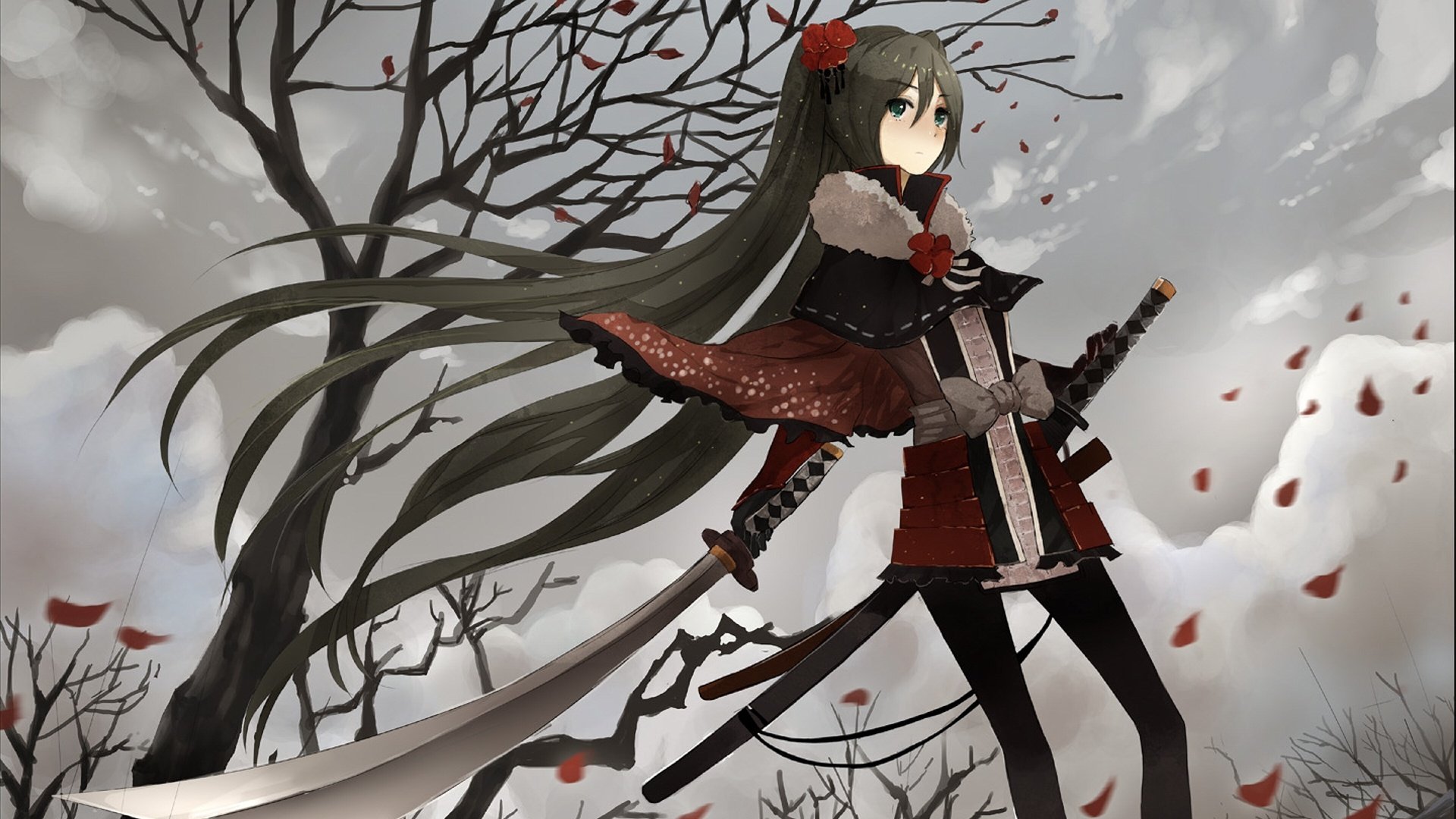 动漫,动漫少女,插画,武士,儿童桌面专用