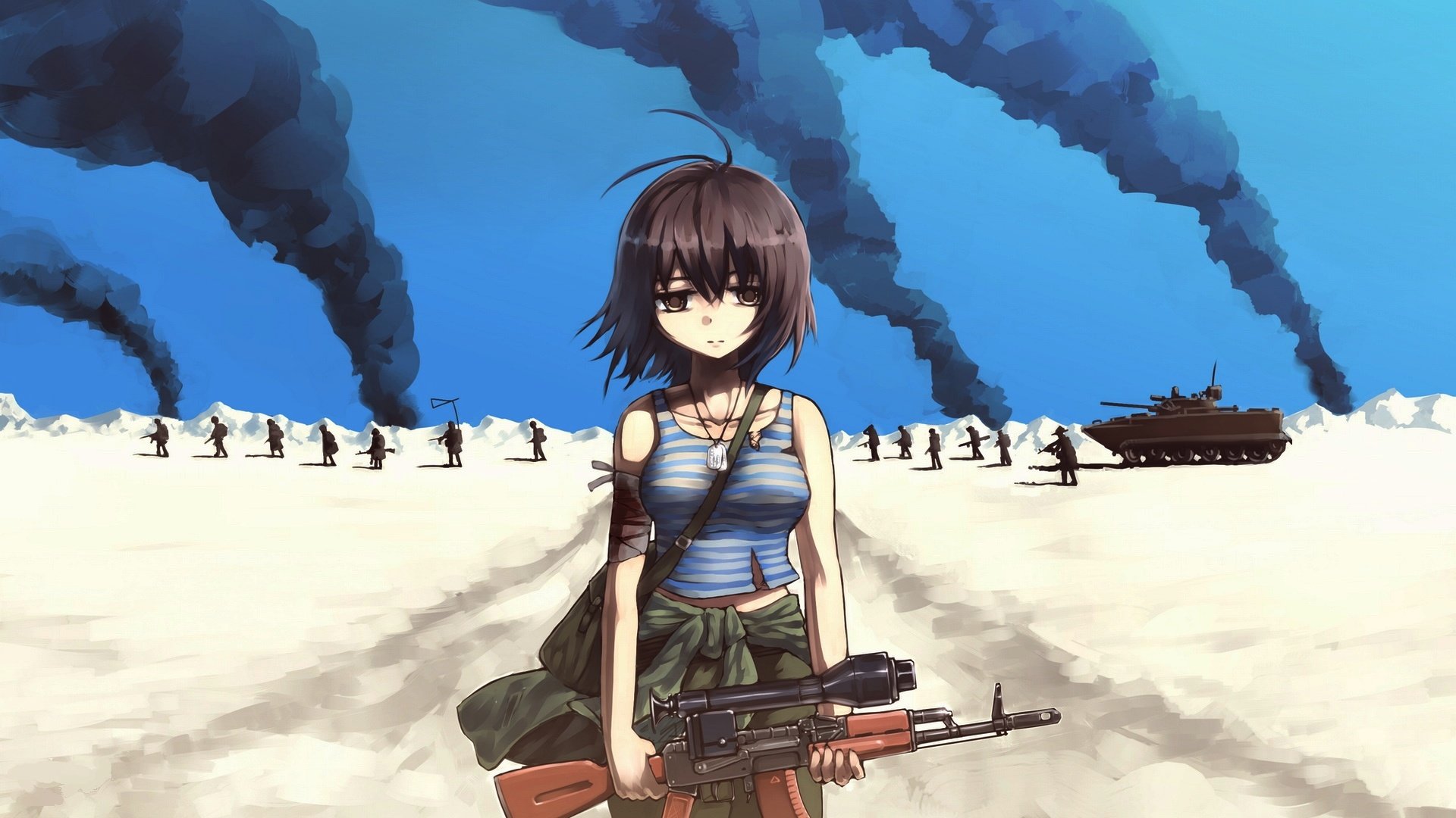 动漫,动漫少女,插画,战争,士兵,儿童桌面专用