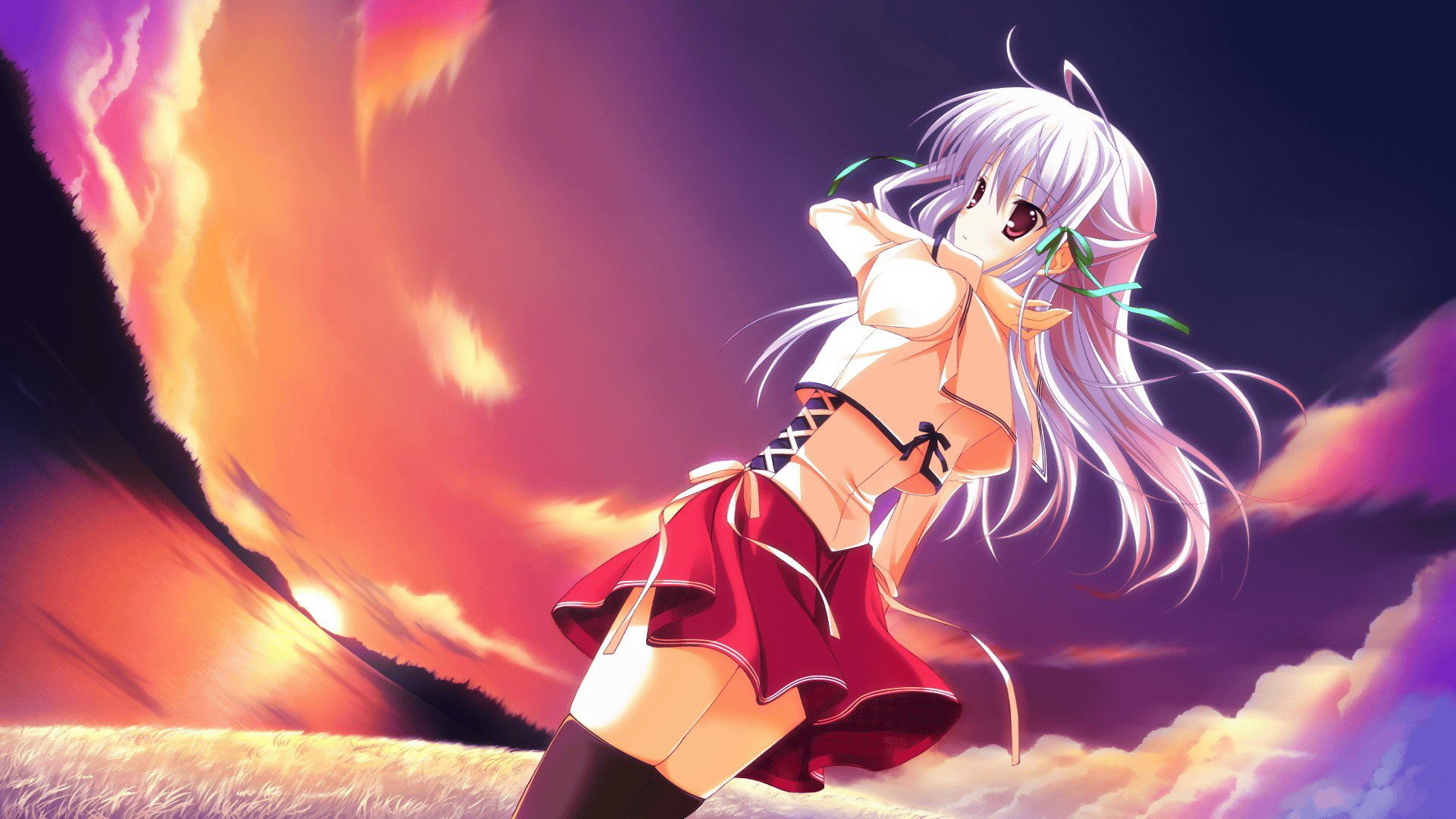 动漫,动漫少女,插画,可爱,黄昏,mitha