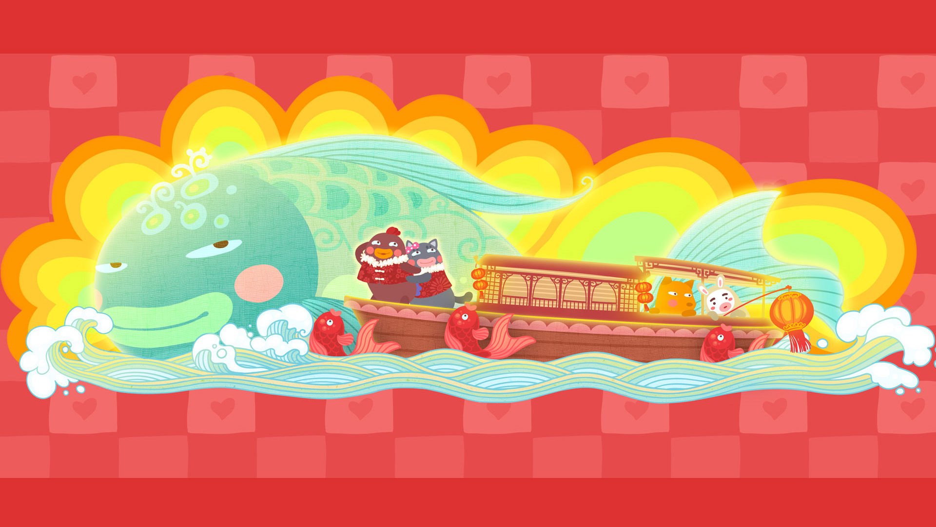 动漫,卡通,插画,元宵节,小幺鸡,新年,儿童桌面专用