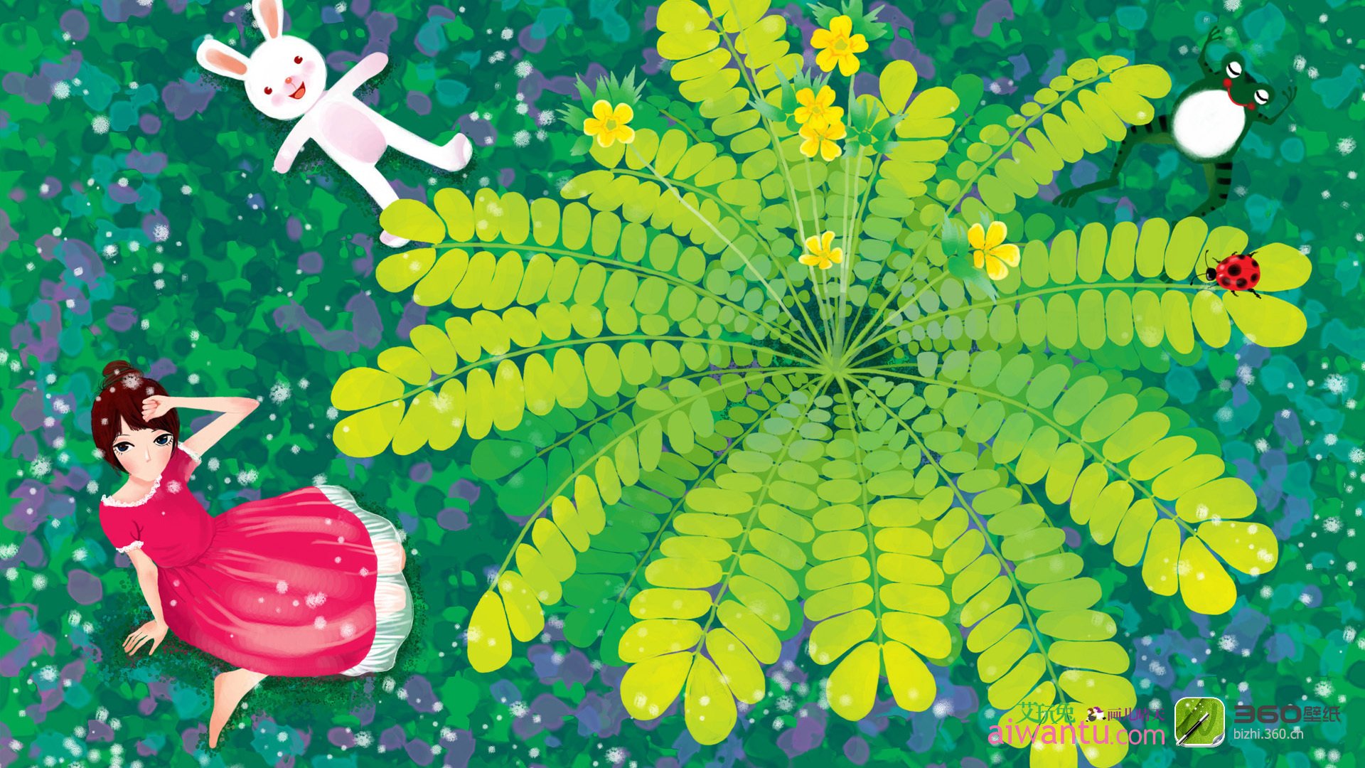 动漫,卡通,插画,手绘,可爱,画儿晴天,仰望,儿童桌面专用