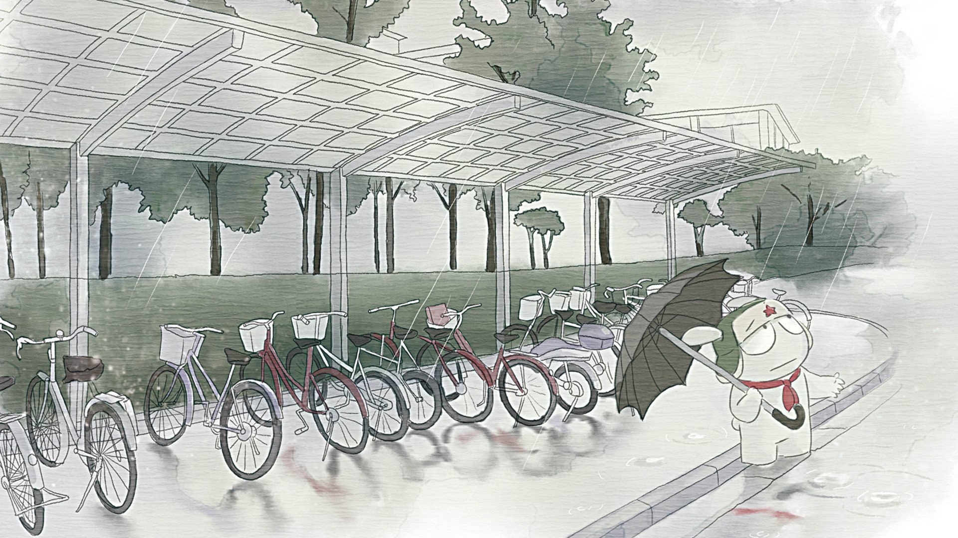 动漫,插画,手绘,米兔,下雨天,儿童桌面专用