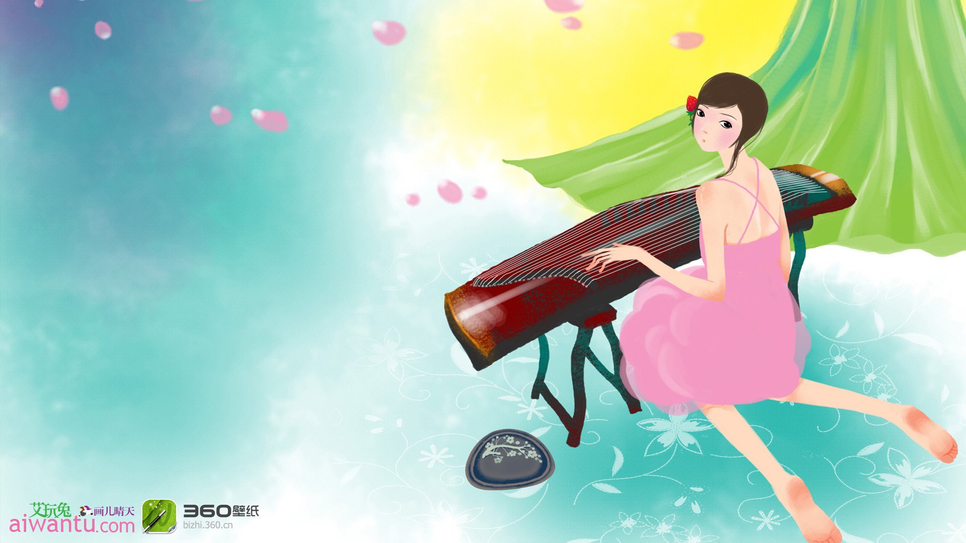 动漫,卡通,插画,手绘,画儿晴天,琴,儿童桌面专用