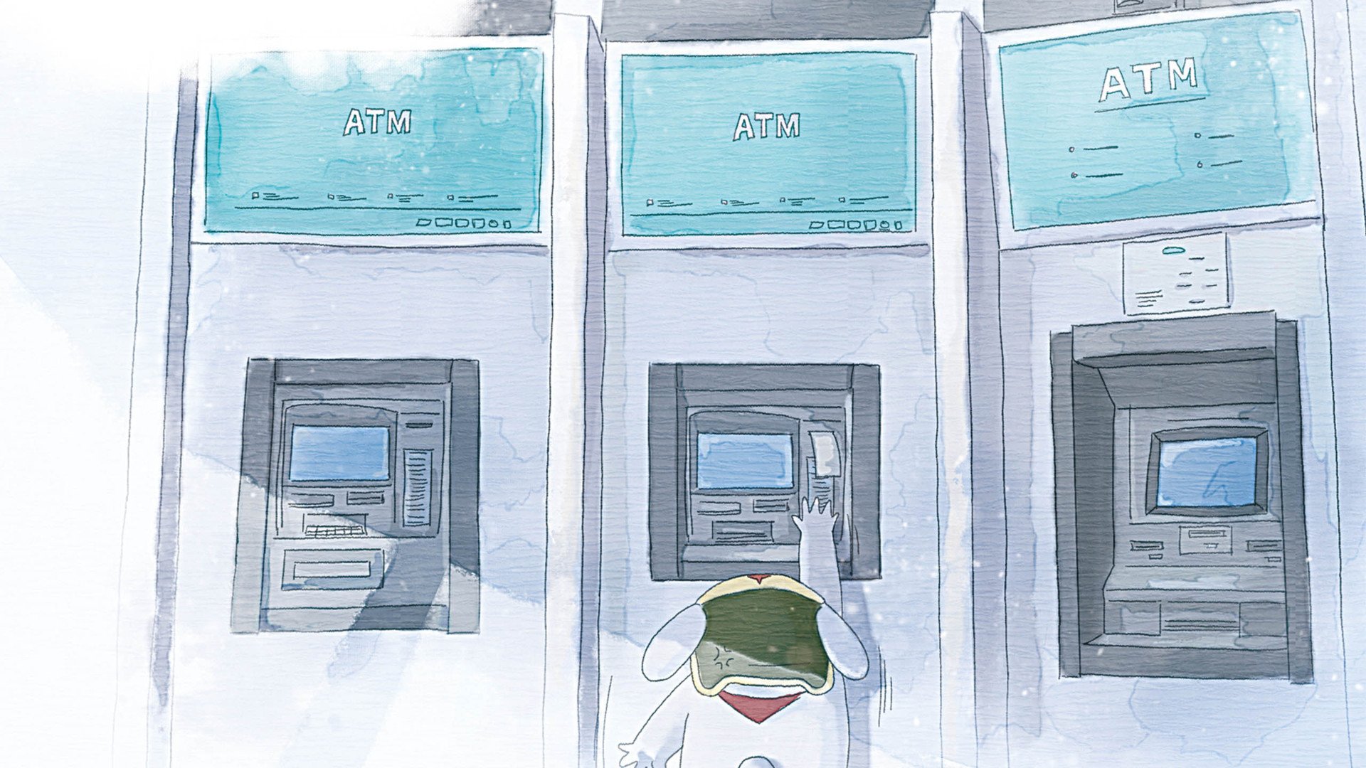 动漫,插画,手绘,米兔,取钱,儿童桌面专用