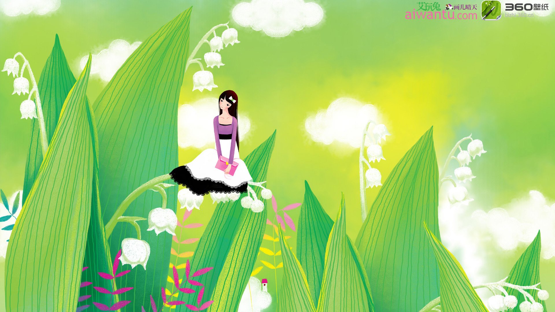 动漫,卡通,插画,手绘,画儿晴天,花间,儿童桌面专用