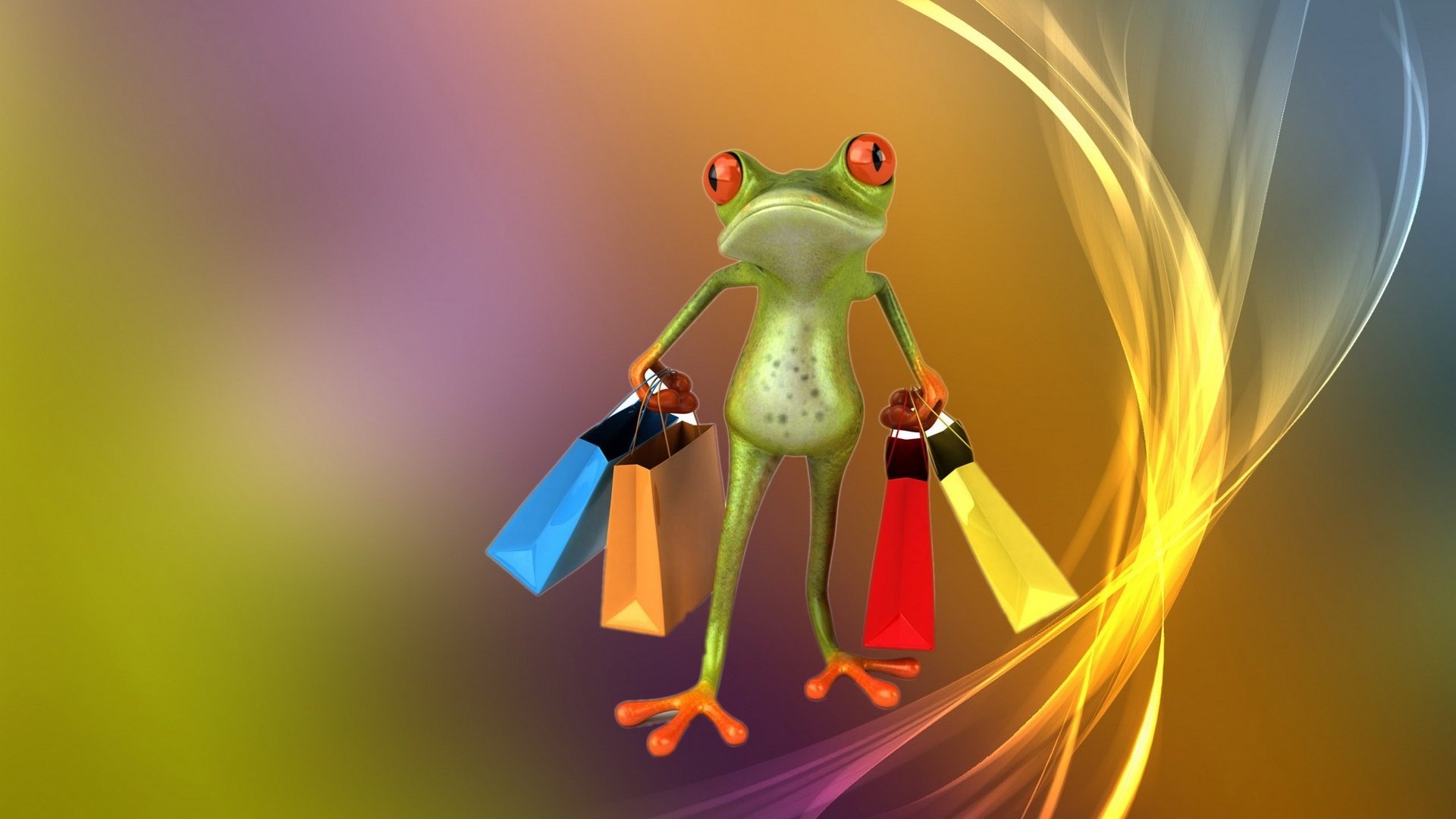 动漫,卡通,插画,3D,青蛙,购物,儿童桌面专用