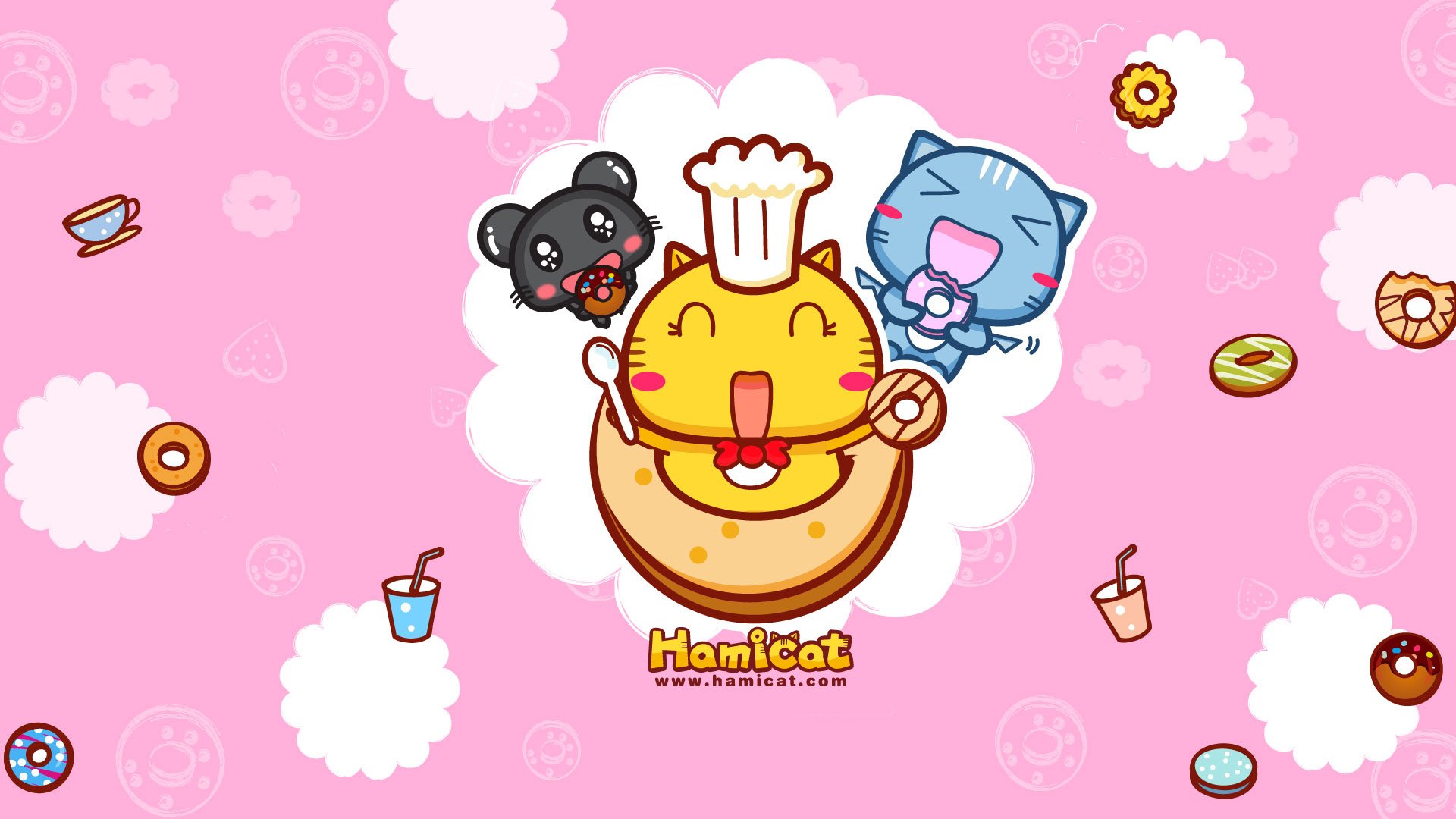 动漫,插画,Hamicat,哈咪猫,甜甜圈,360壁纸,儿童桌面专用
