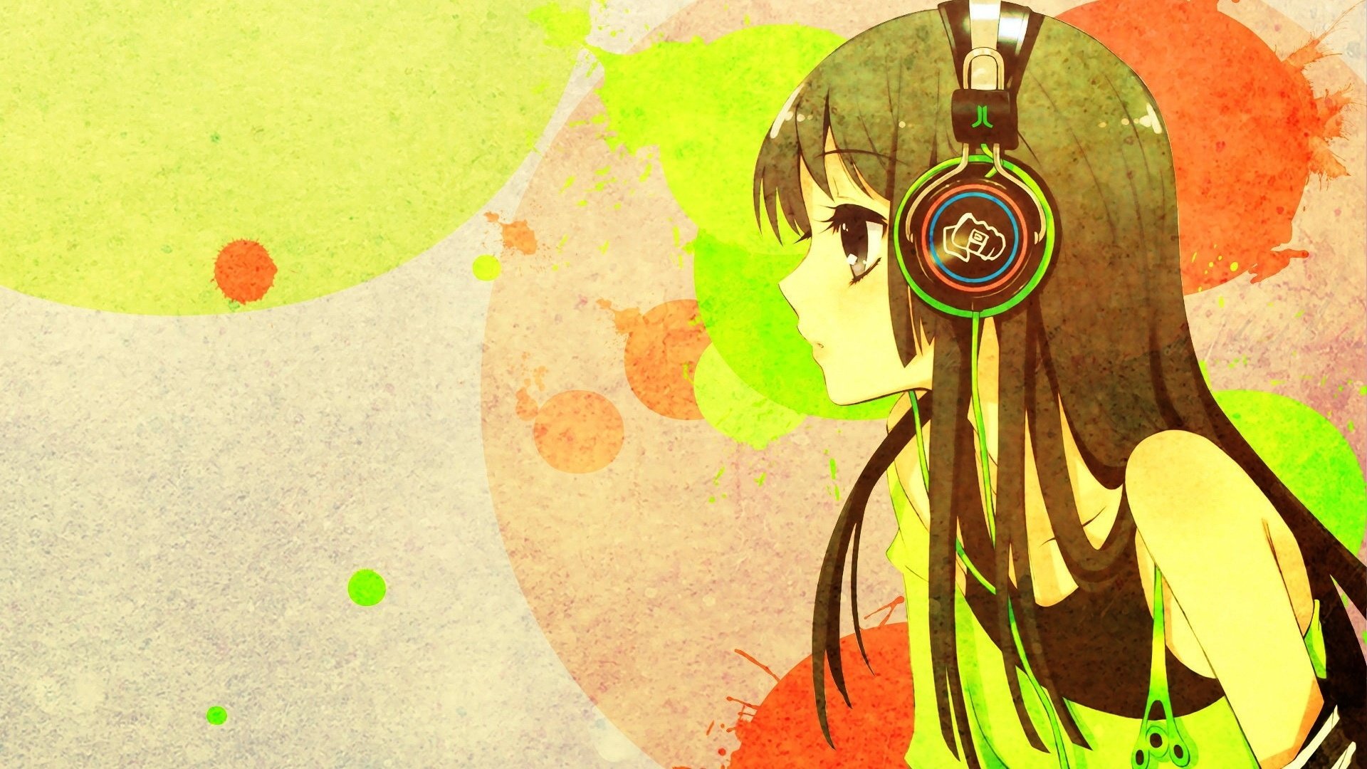 动漫,动漫少女,插画,手绘,耳机少女,可爱,儿童桌面专用