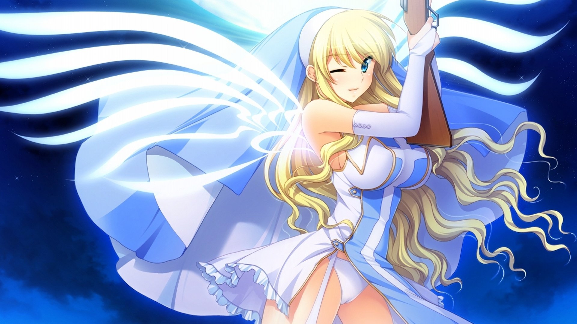 动漫,动漫少女,巨乳,战士,机关枪少女