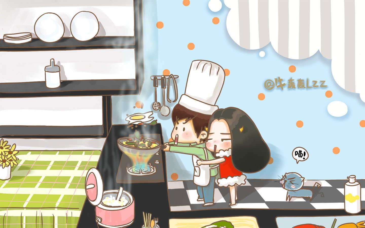 动漫,牛轰轰,浪漫,爱情,甜蜜,卡通,插画,儿童桌面专用