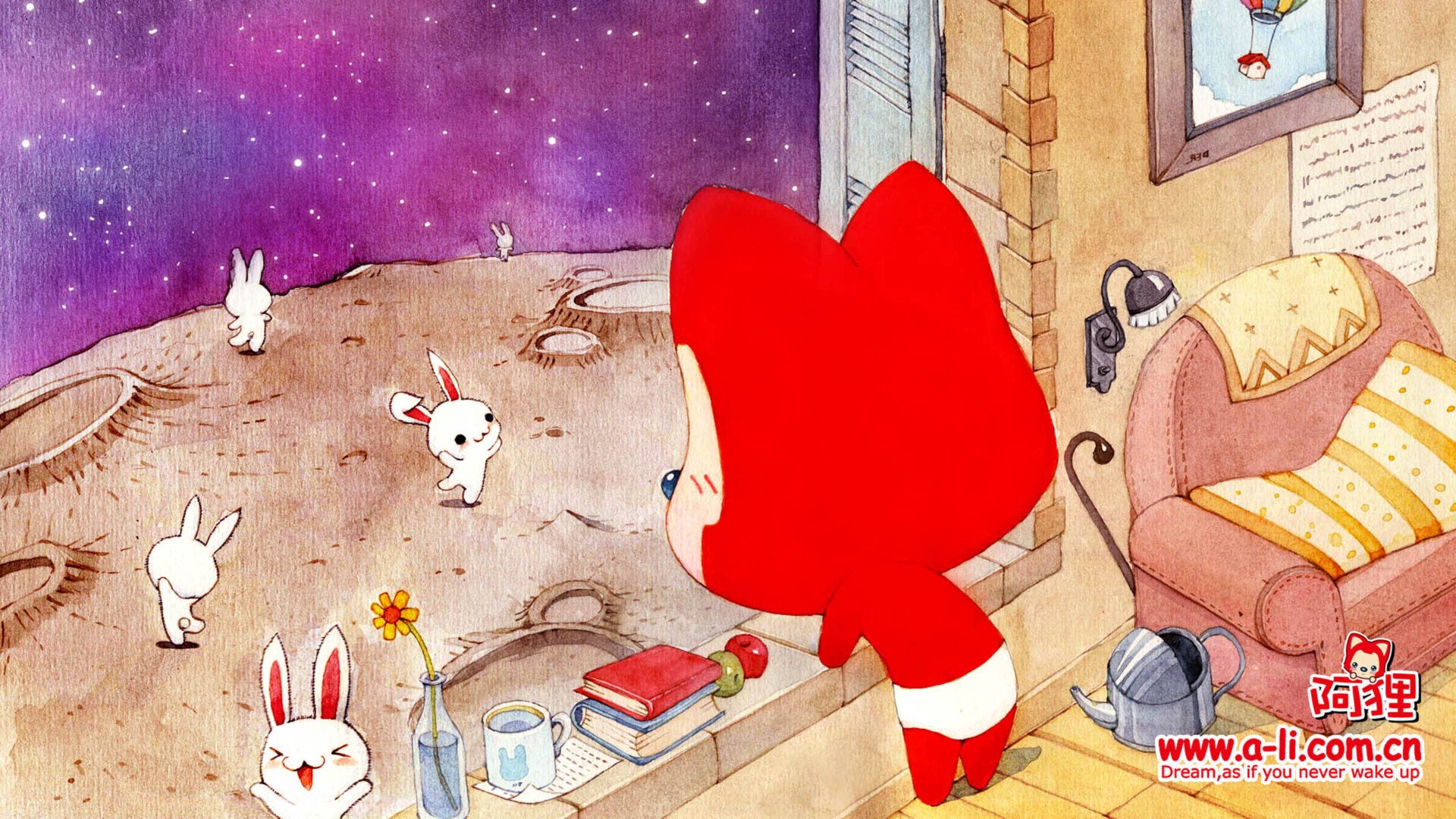 动漫,阿狸,ali,插画,手绘,360壁纸,儿童桌面专用
