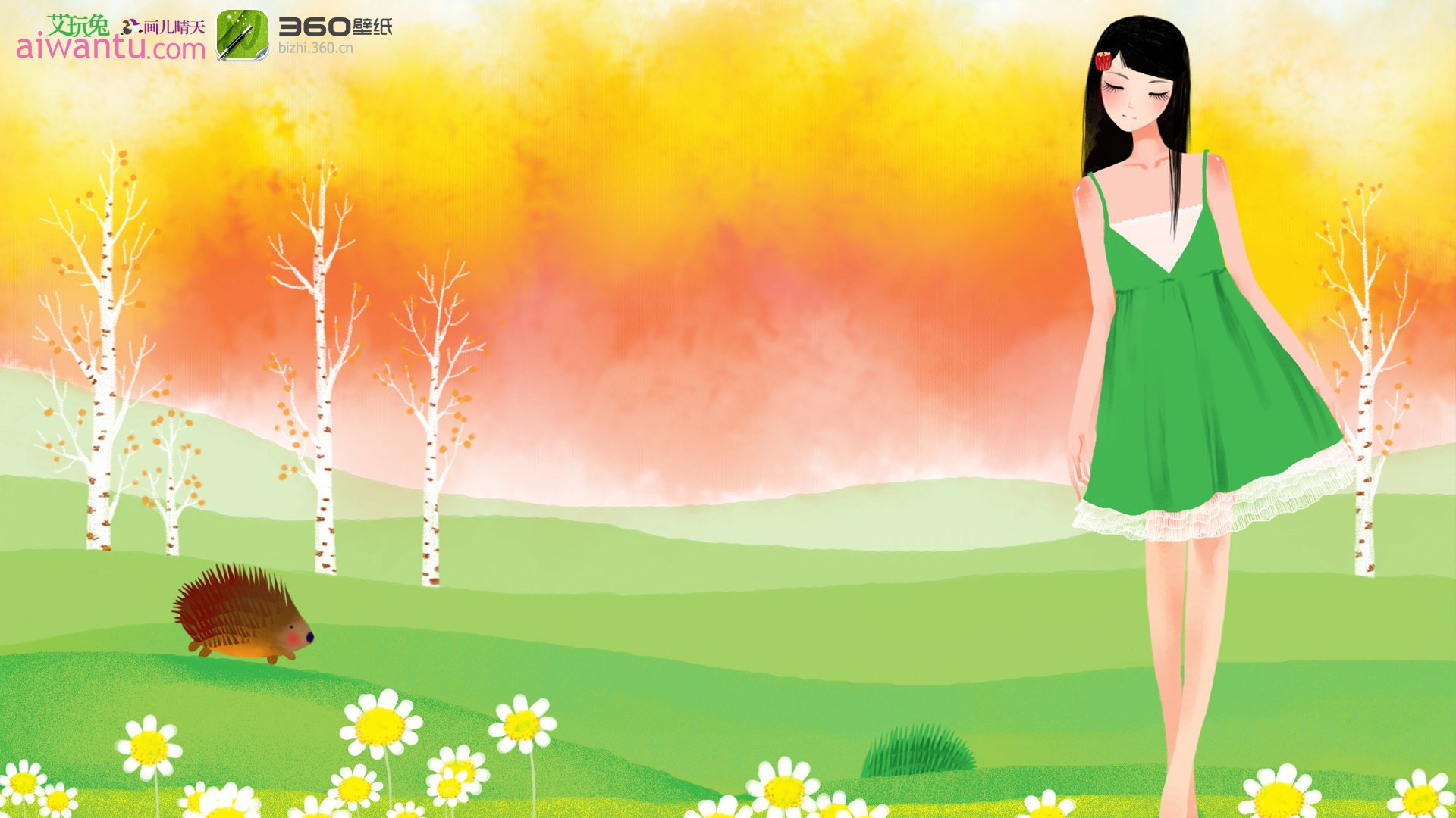 动漫,卡通,插画,手绘,画儿晴天,刺猬,儿童桌面专用