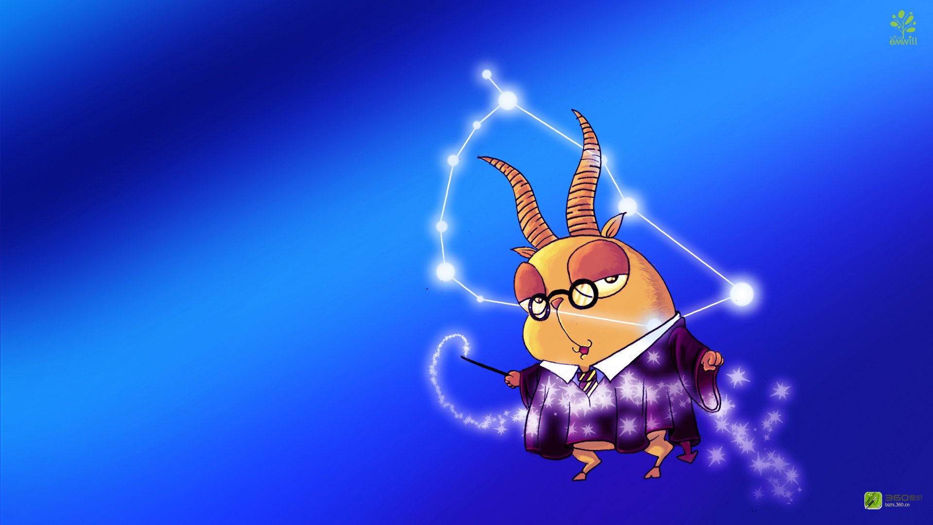 动漫,卡通,插画,12星座,摩羯座,熊猫铁蛋,儿童桌面专用