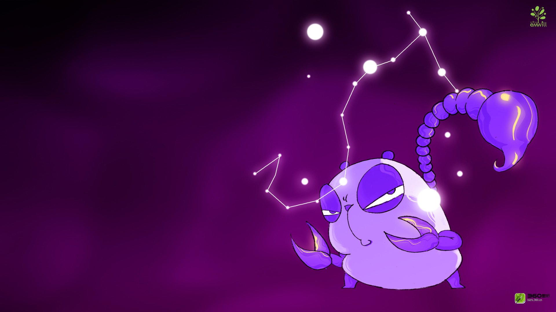 动漫,卡通,插画,12星座,天蝎座,熊猫铁蛋,儿童桌面专用