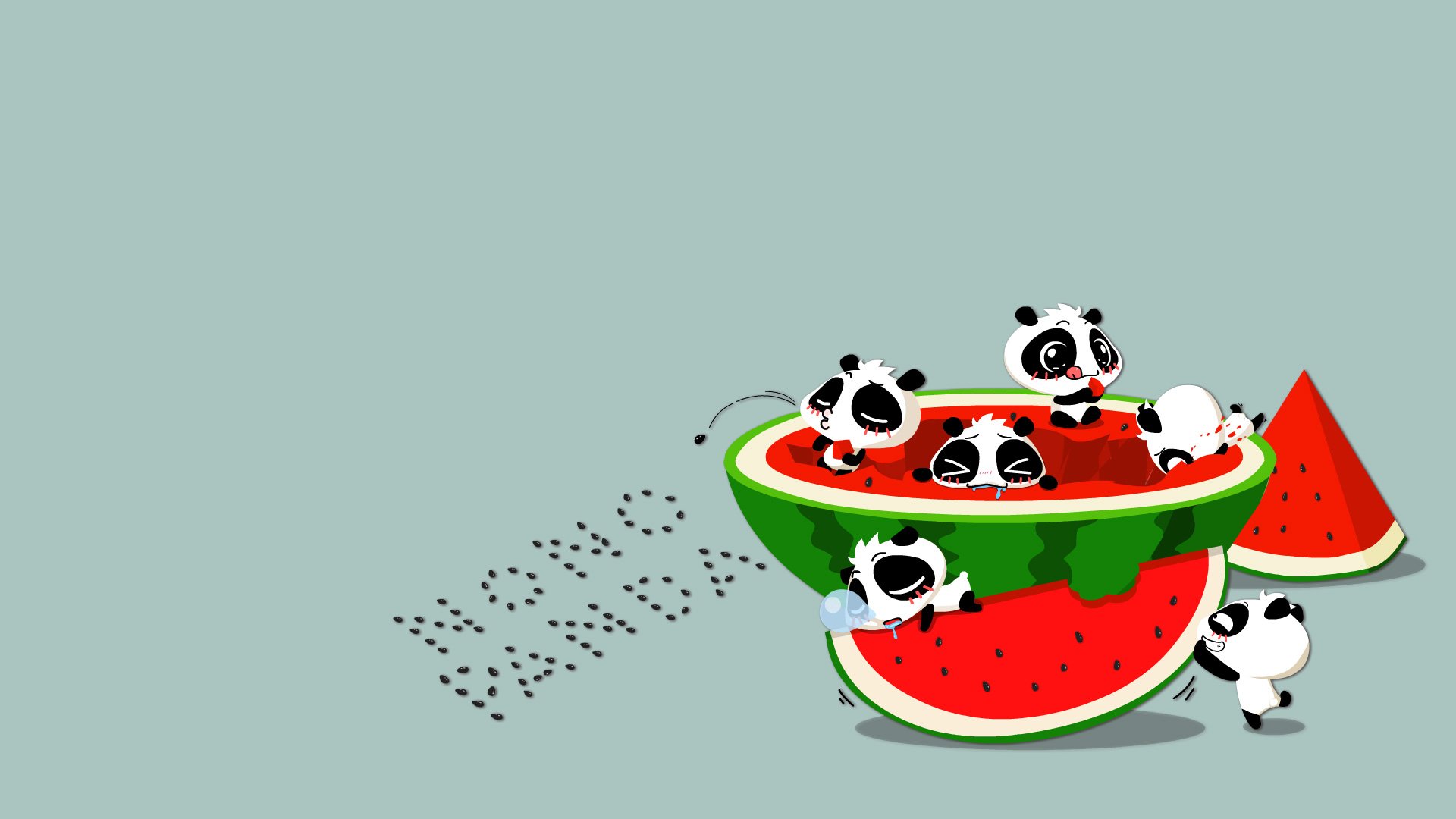 动漫,卡通,插画,nonopanda,吃西瓜,林无知,儿童桌面专用