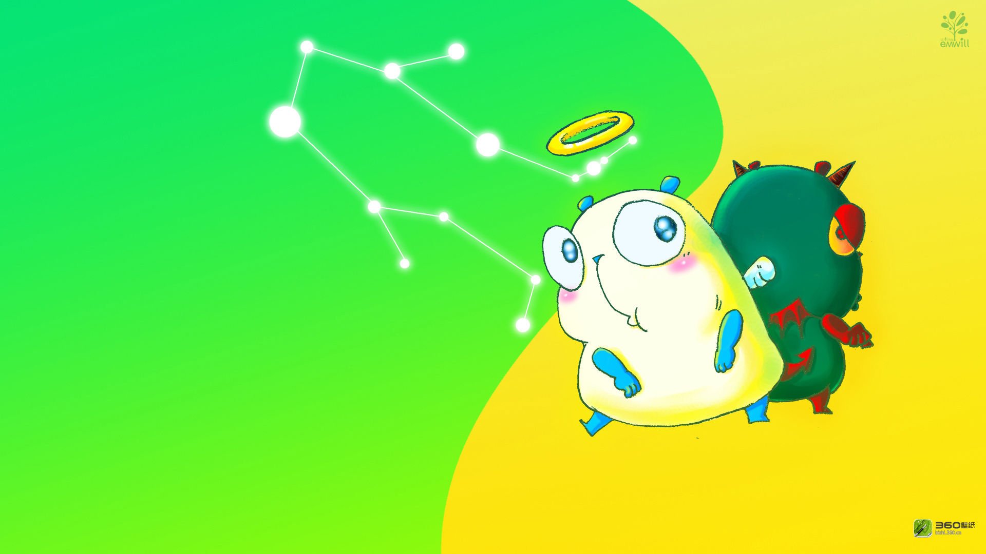 动漫,卡通,插画,双子座,熊猫铁蛋,儿童桌面专用