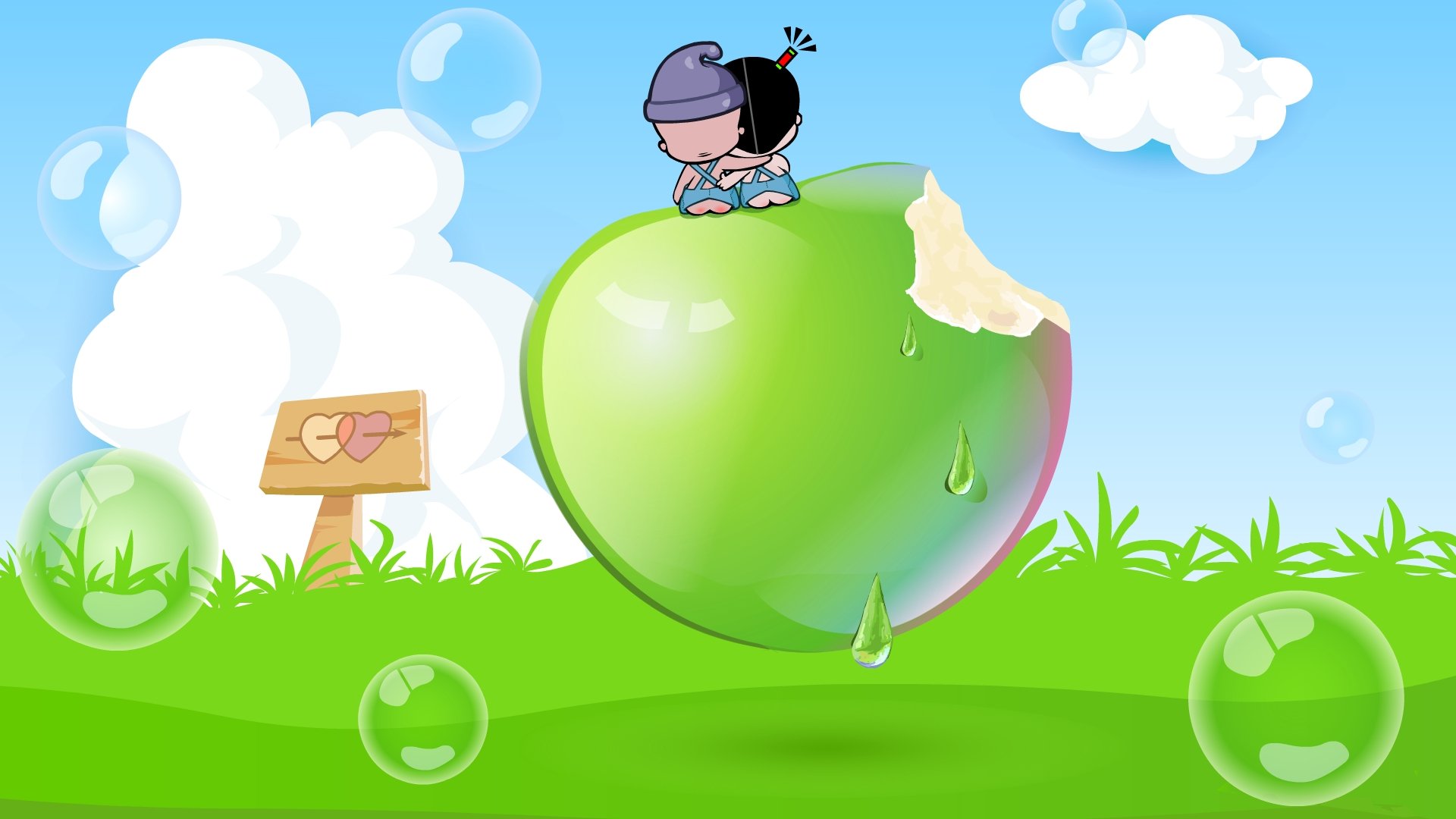 动漫,卡通,插画,手绘,破小孩,浪漫,爱情,儿童桌面专用