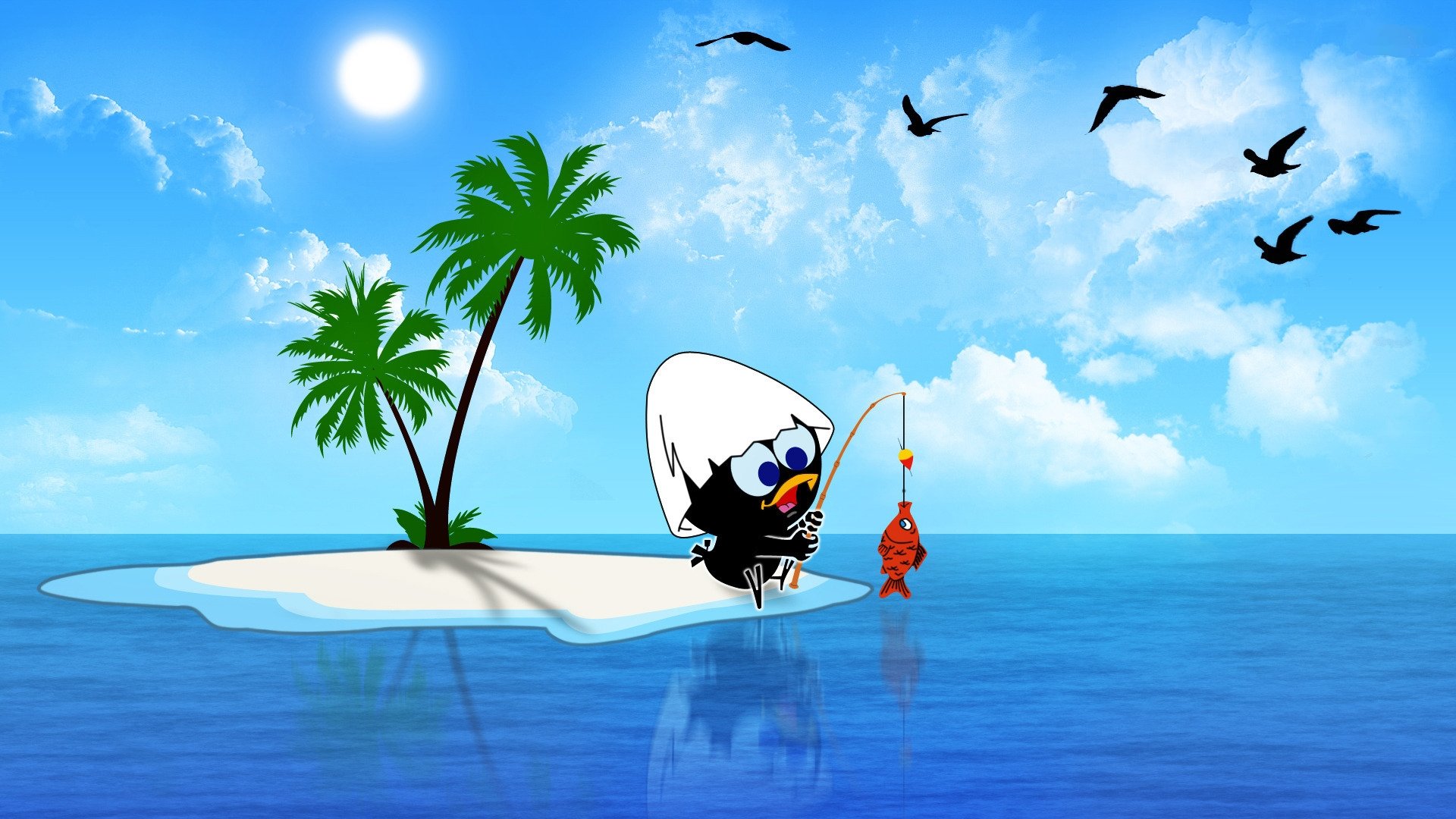 动漫,卡通,小黑卡利麦罗,垂钓,儿童桌面专用