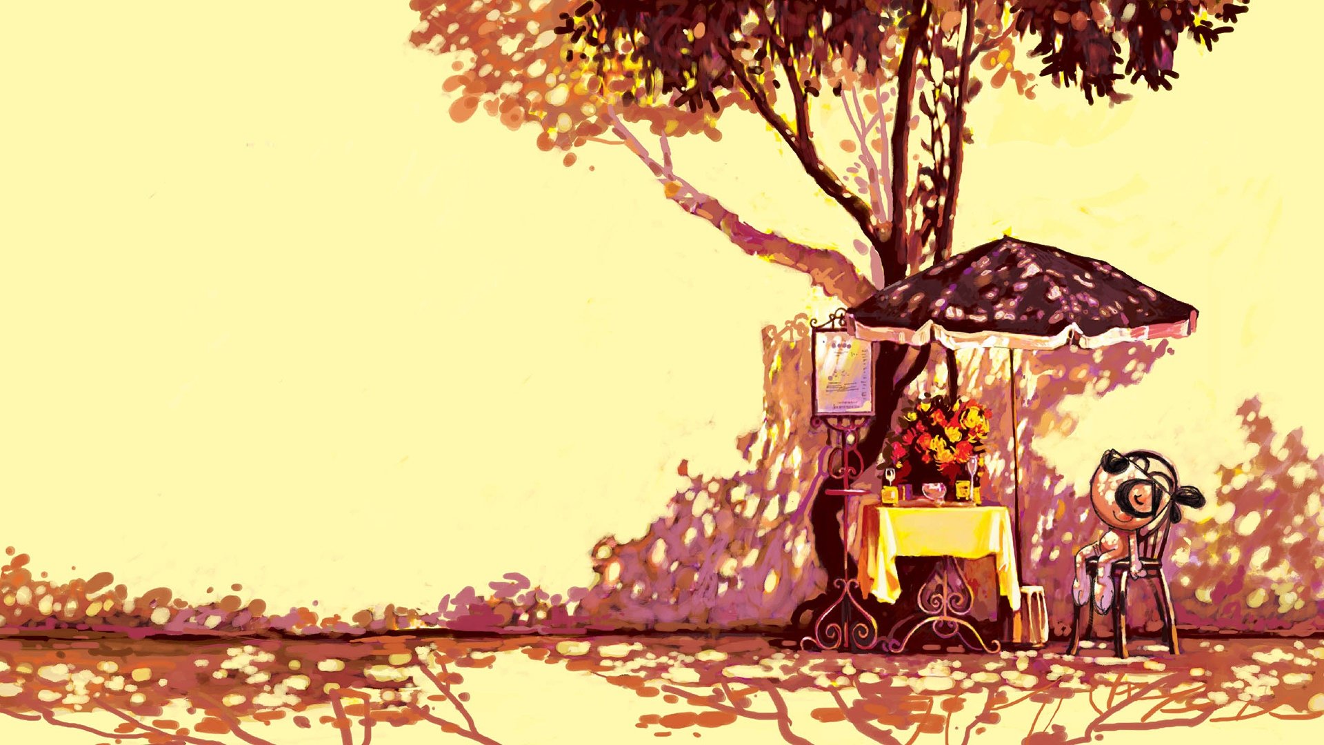 动漫,卡通,插画,刀刀狗,乘凉,儿童桌面专用