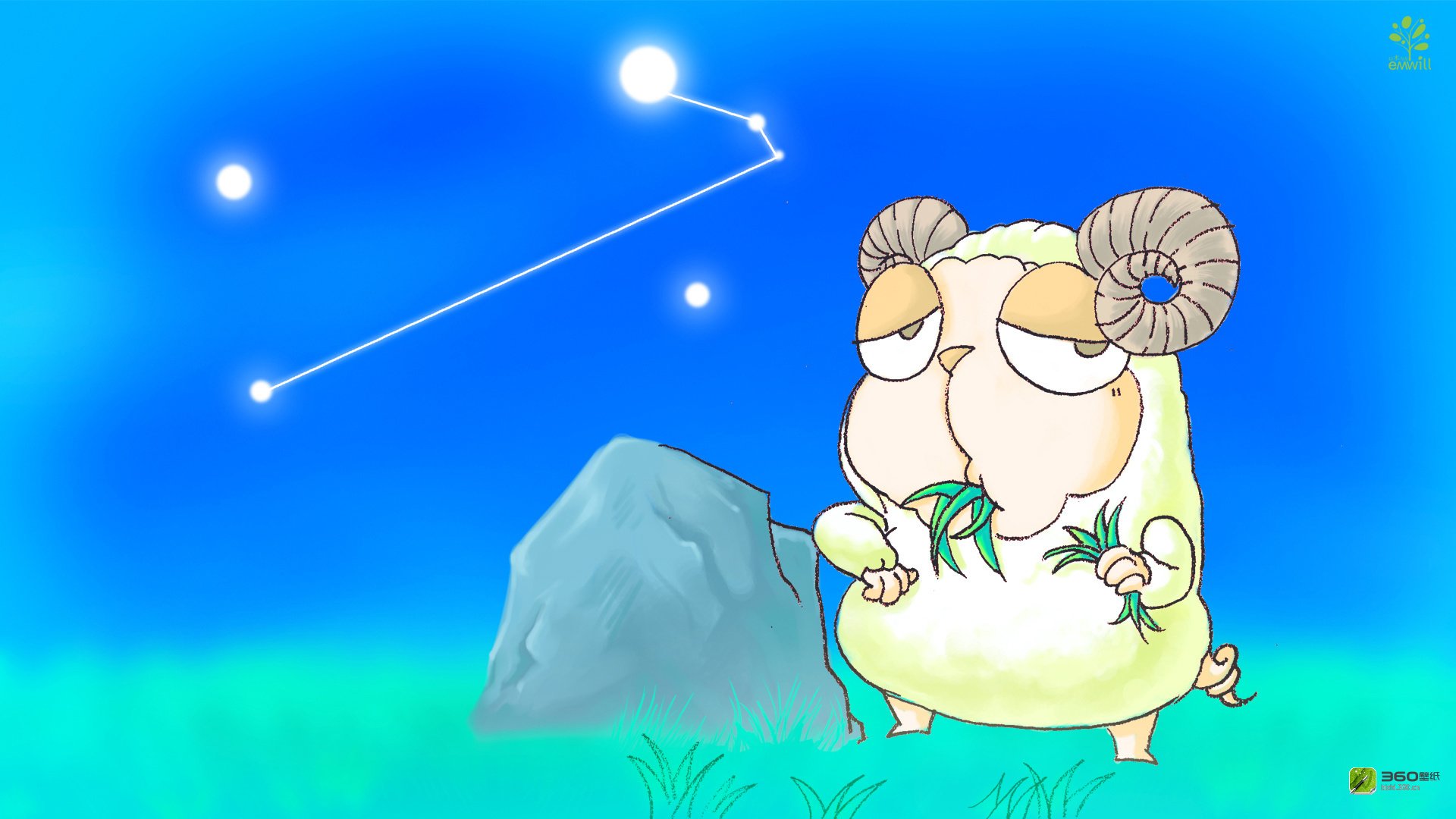 动漫,卡通,插画,12星座,牧羊座,熊猫铁蛋,儿童桌面专用