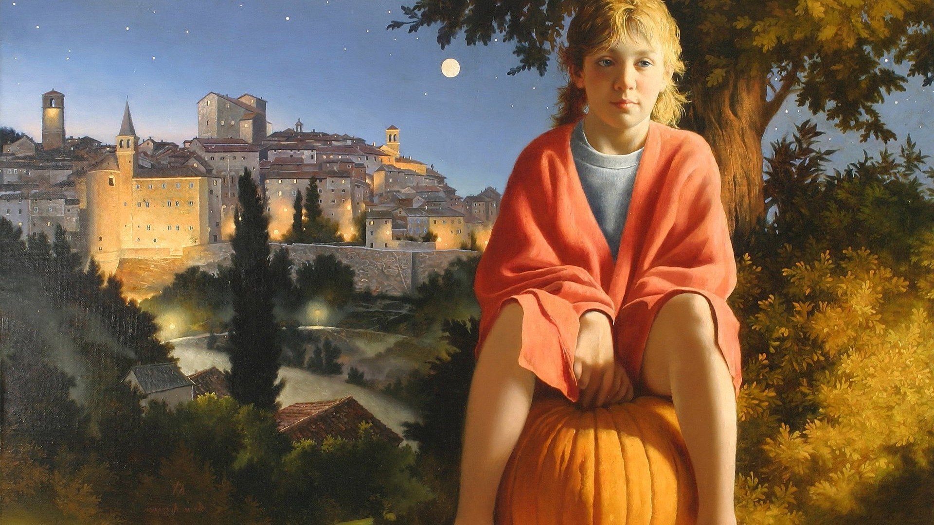 动漫,卡通,动漫少女,插画,手绘,俄罗斯油画,儿童桌面专用