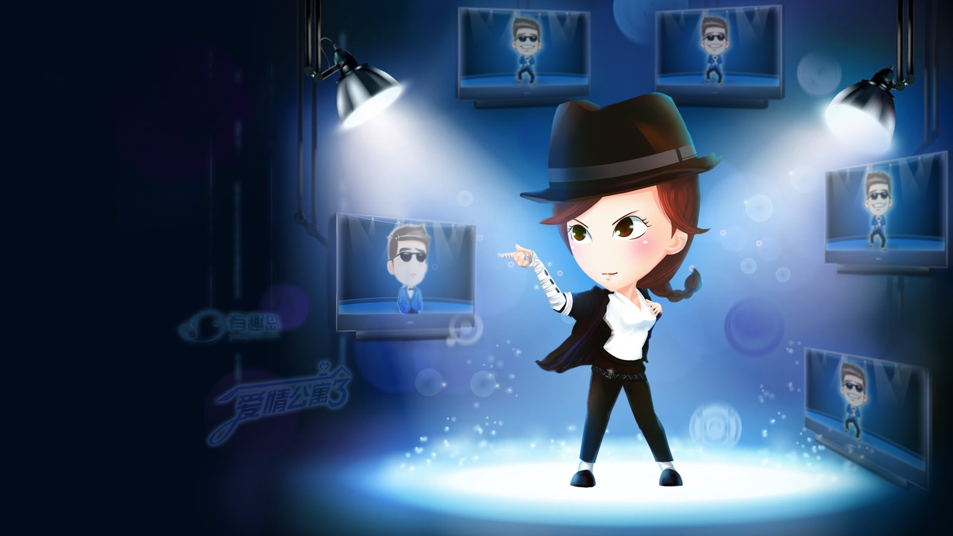 动漫,卡通,插画,手绘,爱情公寓,有趣岛,杰克逊和鸟叔,儿童桌面专用