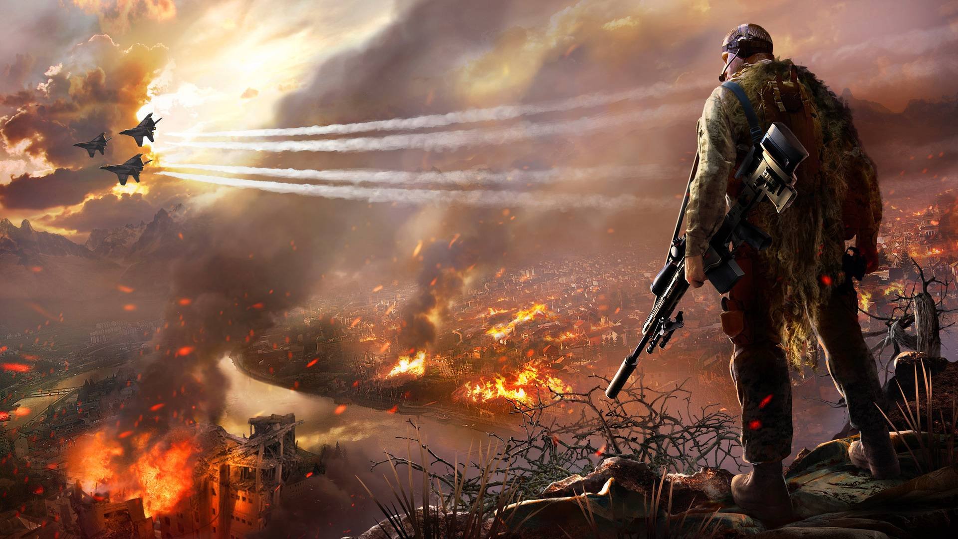 游戏,场景,插画,狙击手,幽灵战士