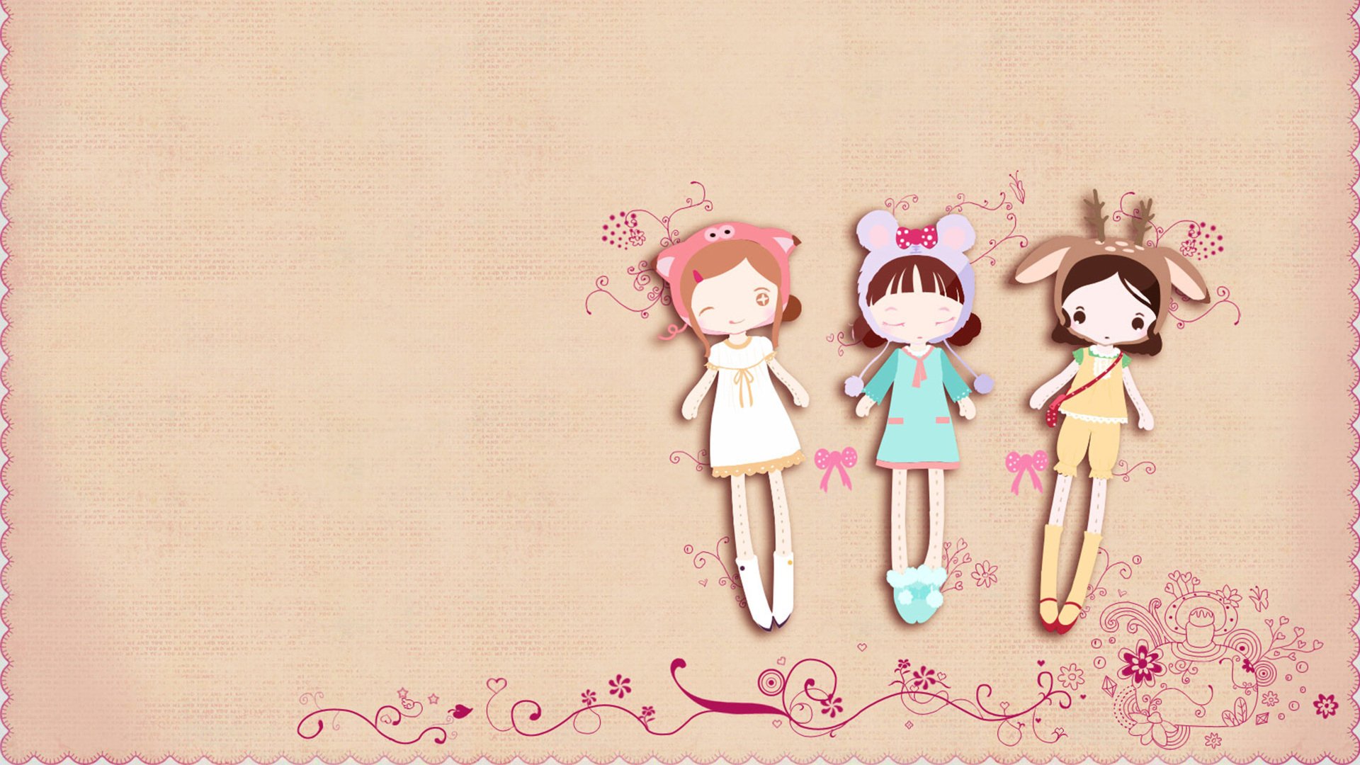 小清新,温馨一刻,娃娃,可爱,儿童桌面专用