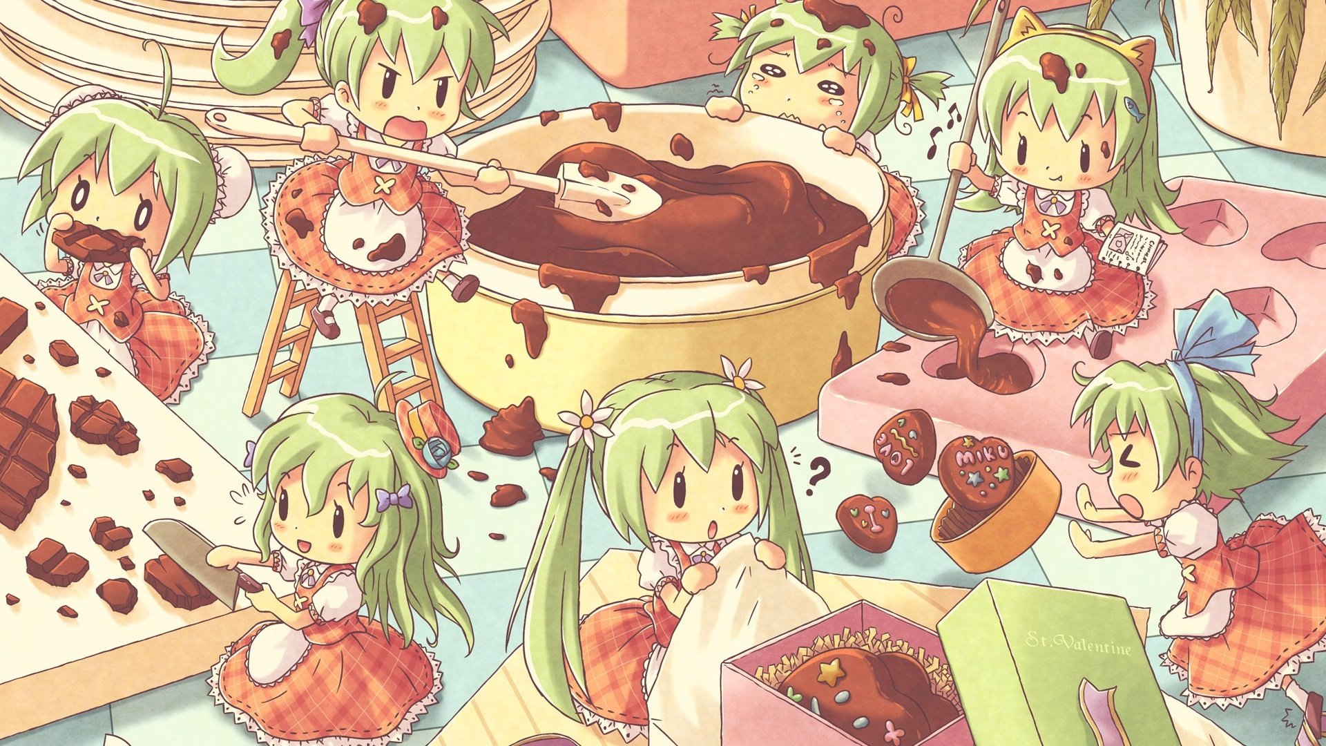 卡通,插画,手绘,初音未来,镜音双子,儿童桌面专用