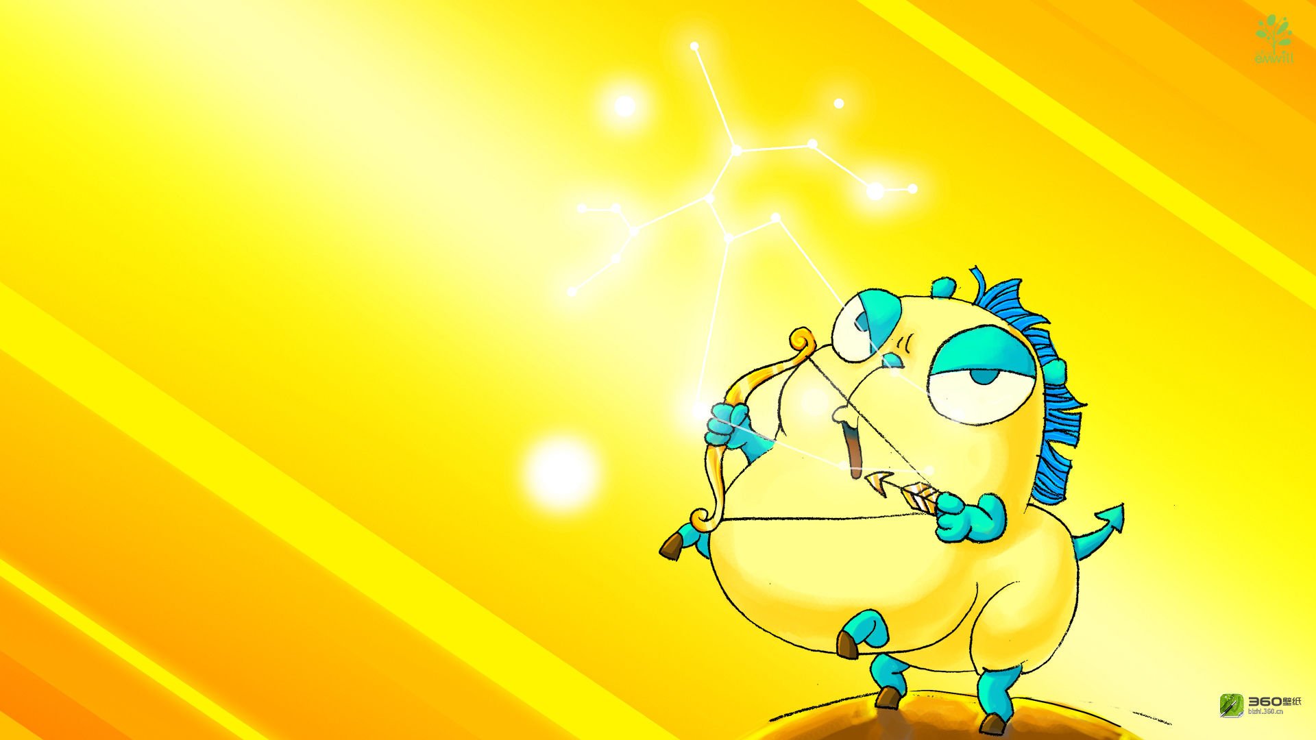 动漫,卡通,插画,12星座,射手座,熊猫铁蛋,儿童桌面专用