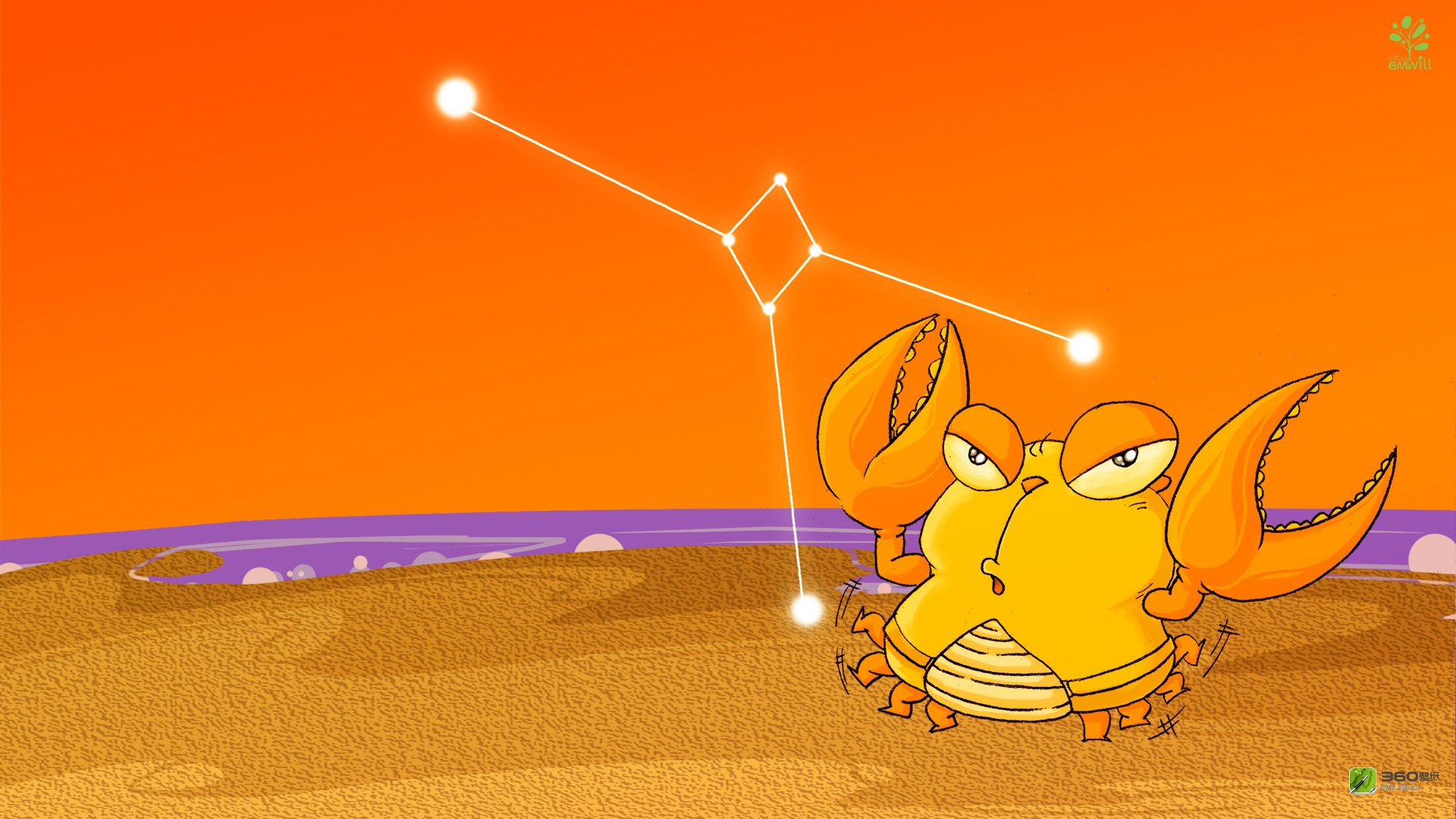 动漫,卡通,插画,12星座,巨蟹座,熊猫铁蛋,儿童桌面专用