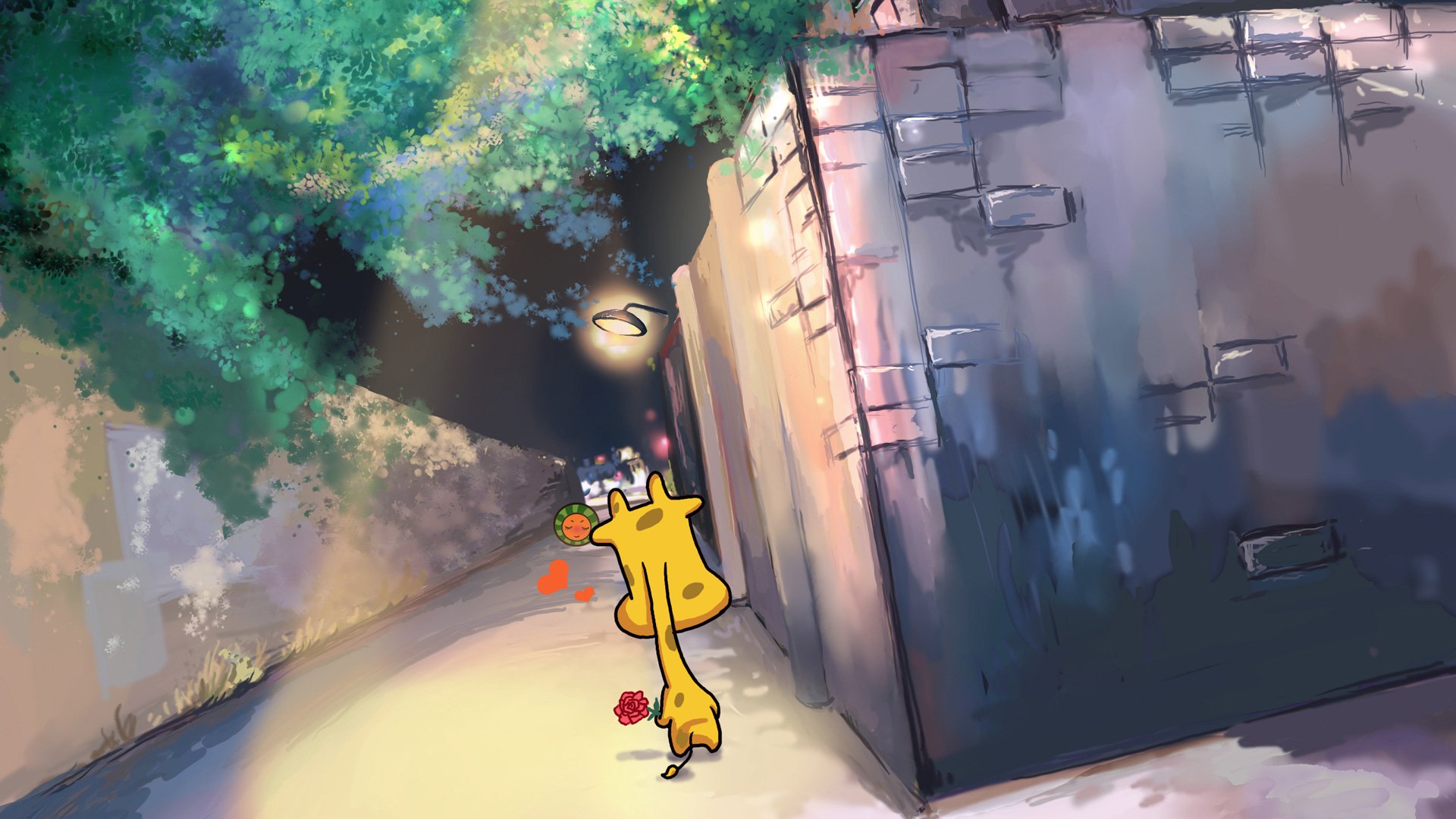 卡通,插画,手绘,迷雾中的但丁,送花,但丁,儿童桌面专用