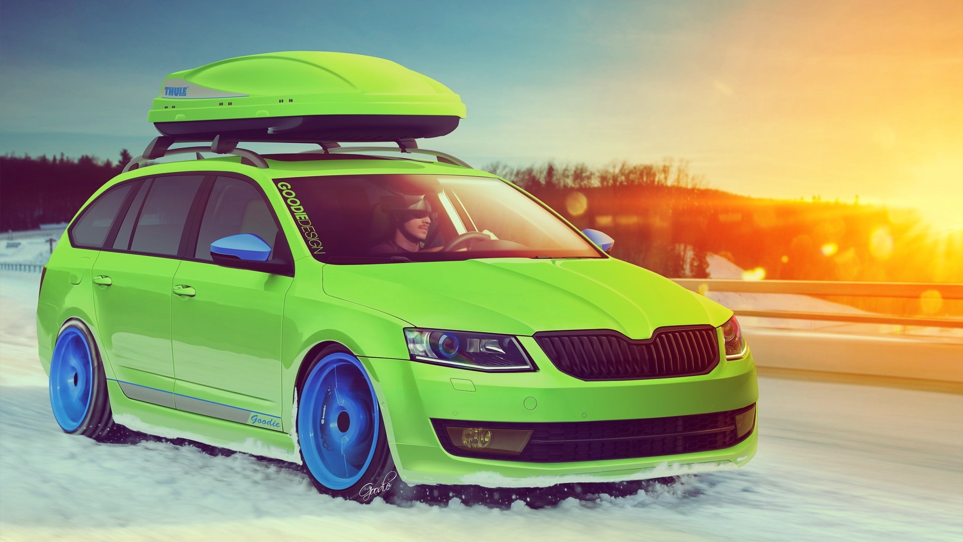 汽车,超跑,改装车,绿色,儿童桌面专用