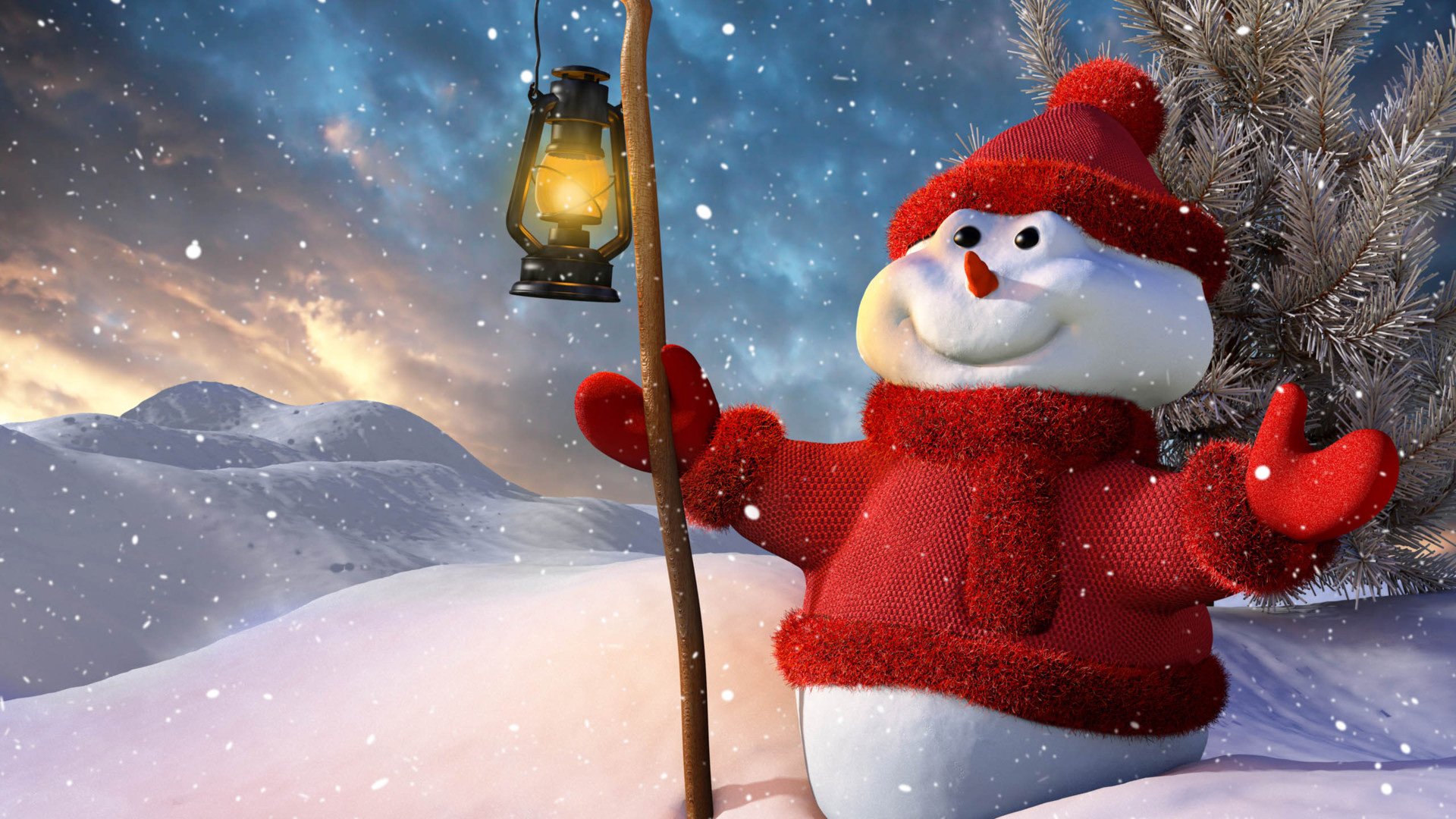 小清新,雪人,温馨一刻,儿童桌面专用