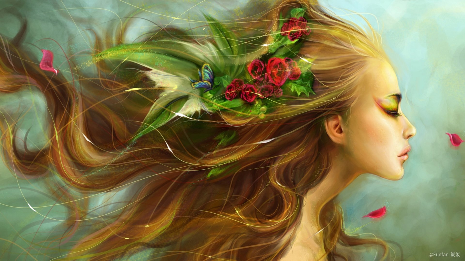 动漫,卡通,插画,手绘,闭上眼睛,饭饭,funfan,儿童桌面专用