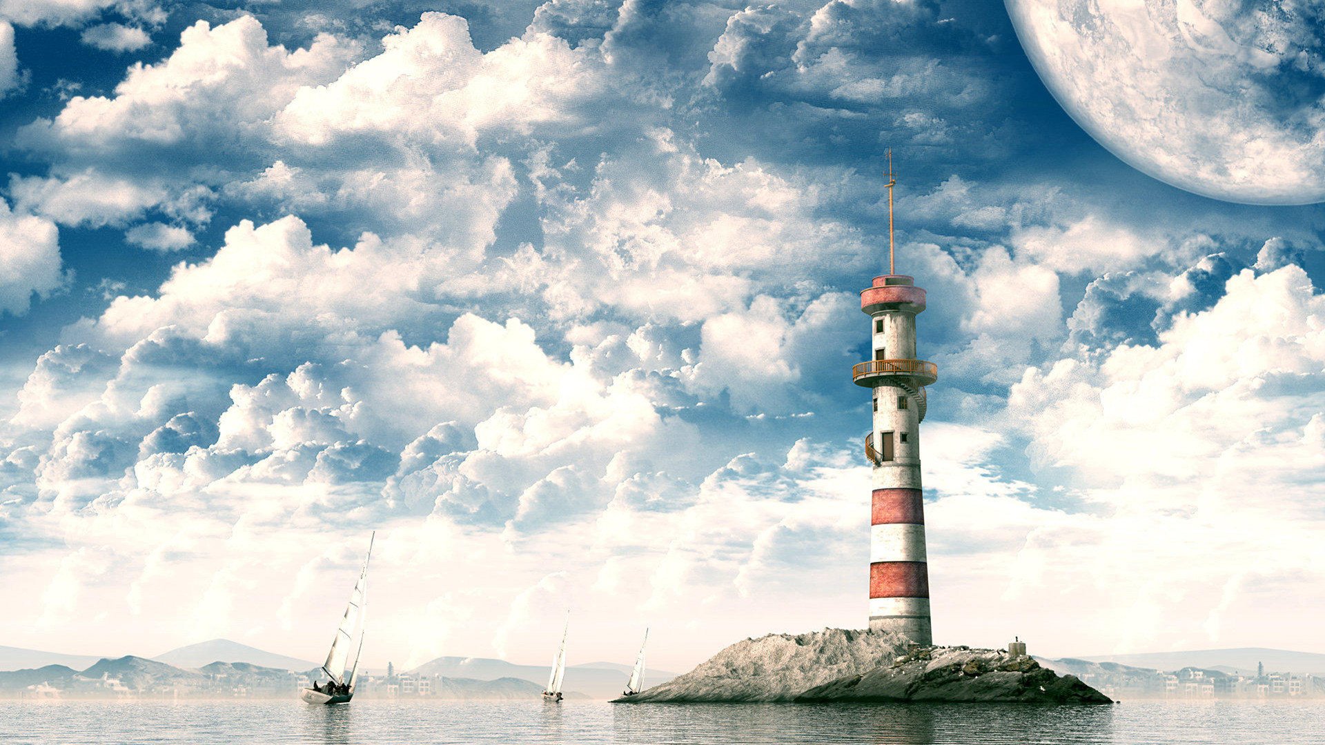 小清新,清新淡雅,灯塔,3月6日,儿童桌面专用