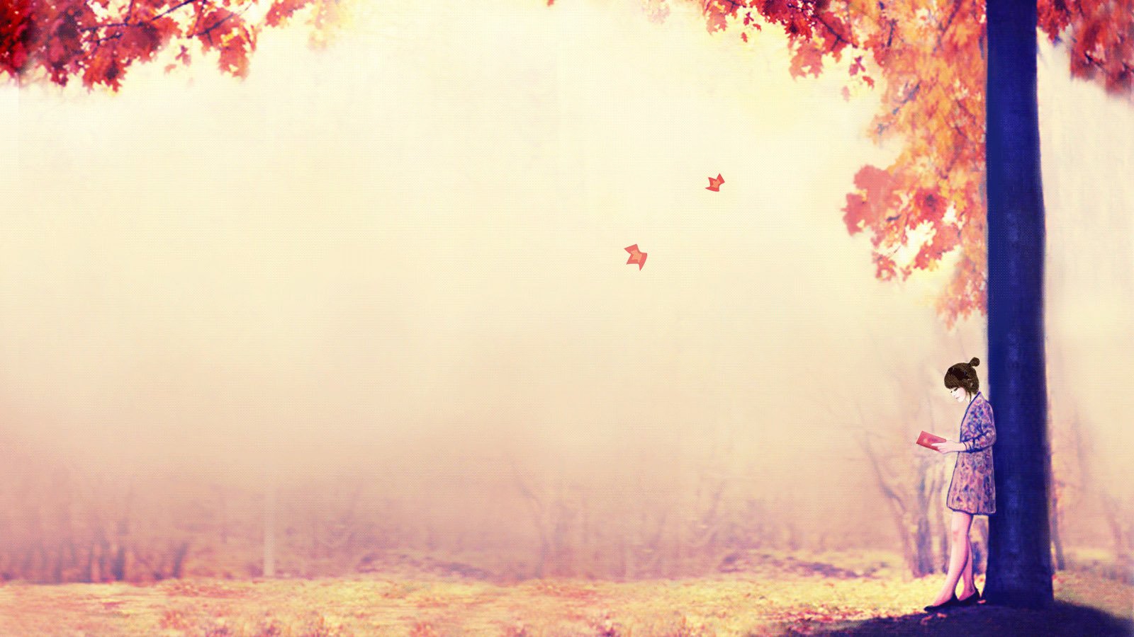 小清新,温馨一刻,手绘,女孩,儿童桌面专用